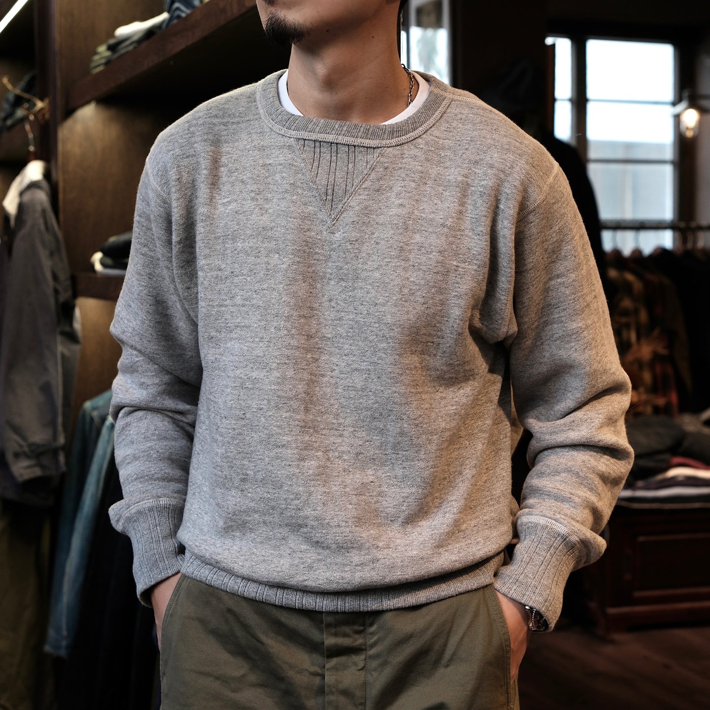 FULL COUNT Double V Set In Sleeve Mother Cotton