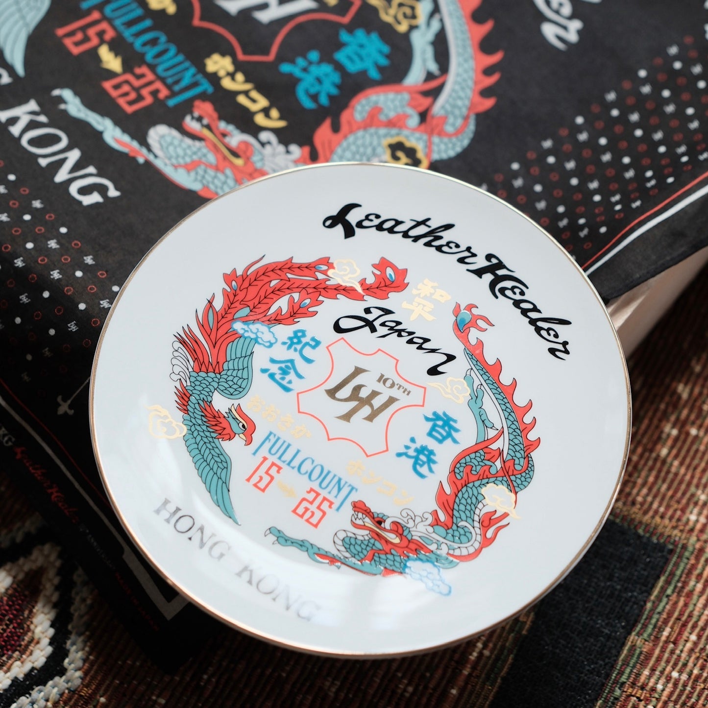 LEATHER HEALER x FULL COUNT Dragon & Phoenix Souvenir Jacket & Souvenir Porcelain Plate Set (LH 10th Anniversary Limited Edition)