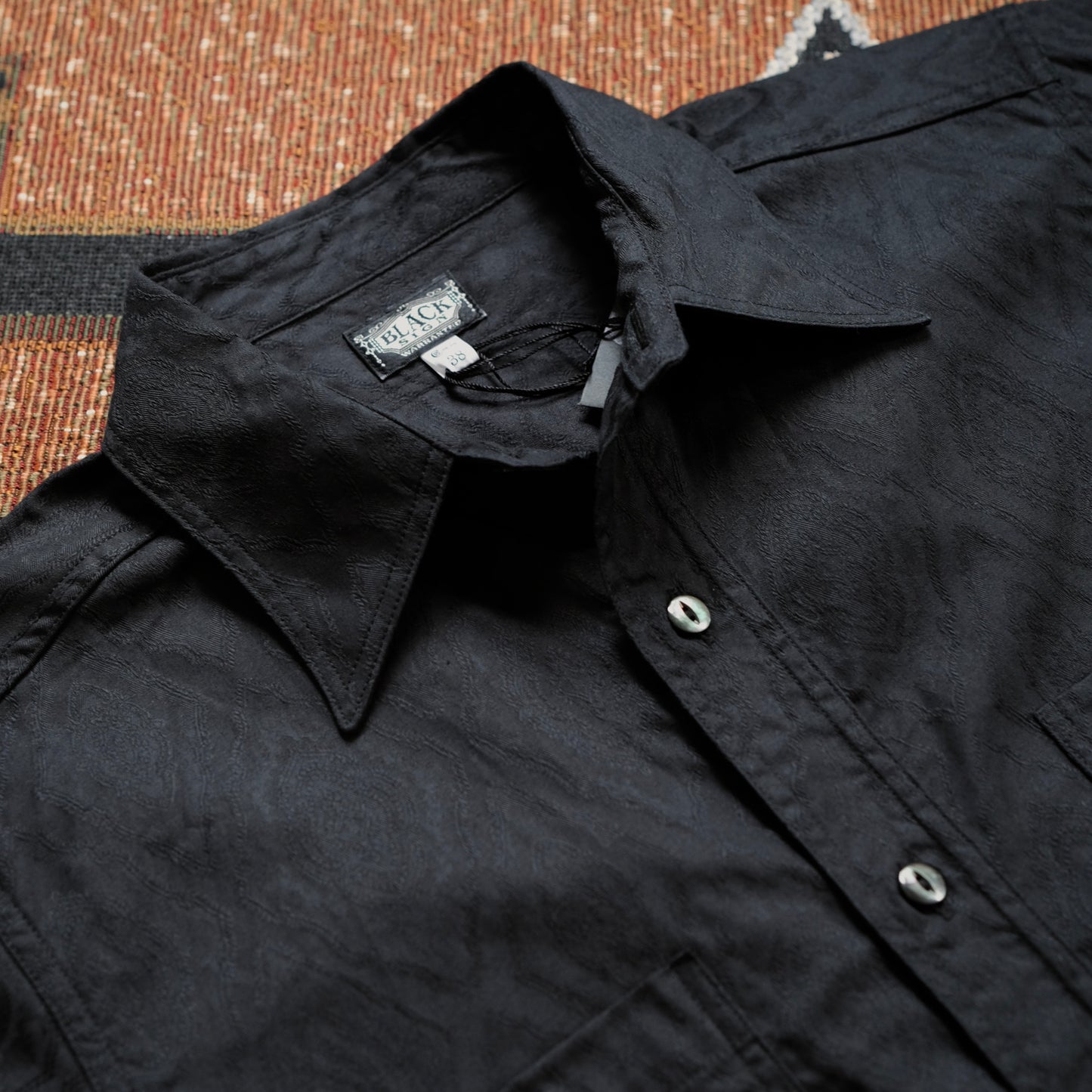 BLACK SIGN Persian Pattern Jacquard Open Pocket Work Shirt
