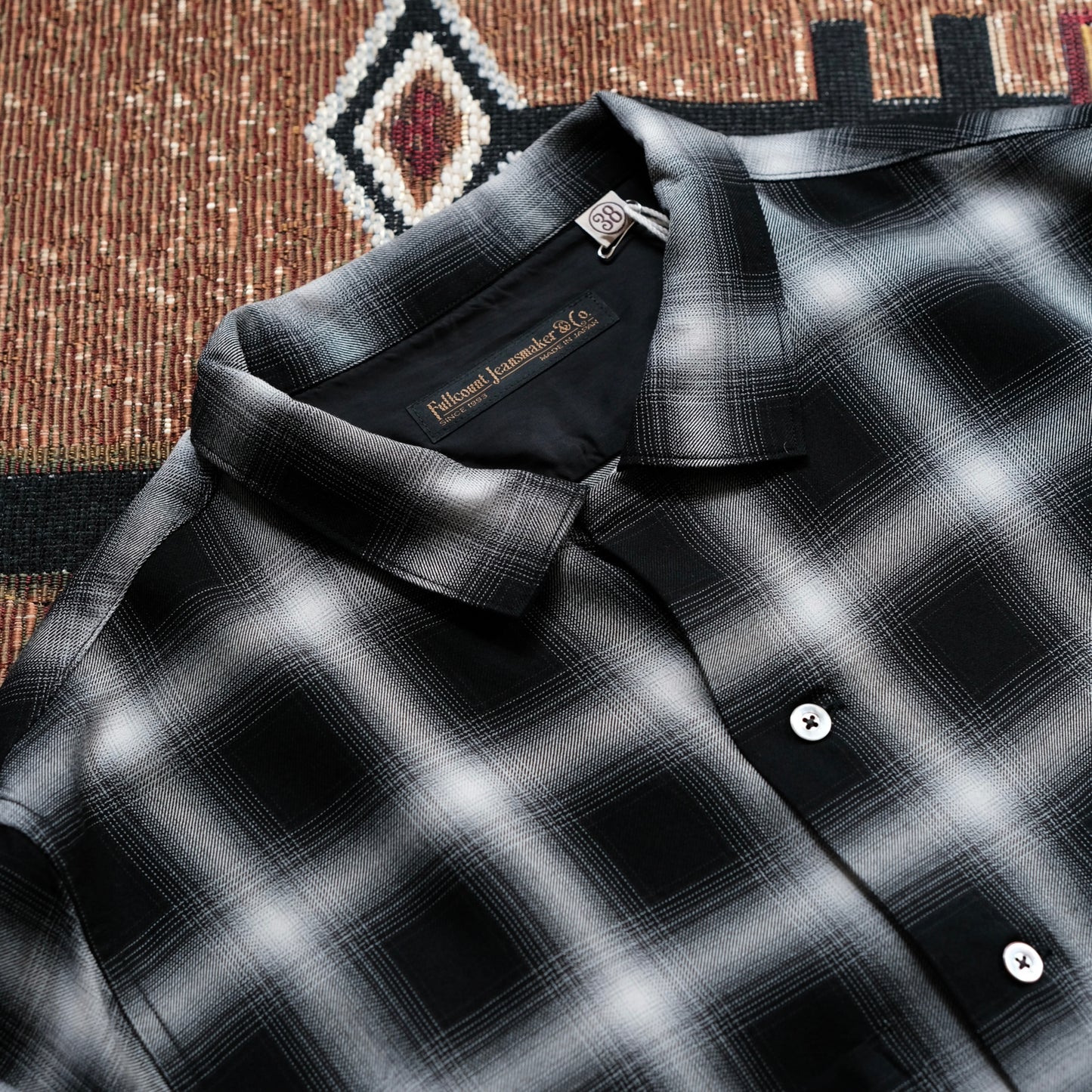 FULL COUNT Rayon Check Open Collar Shirt
