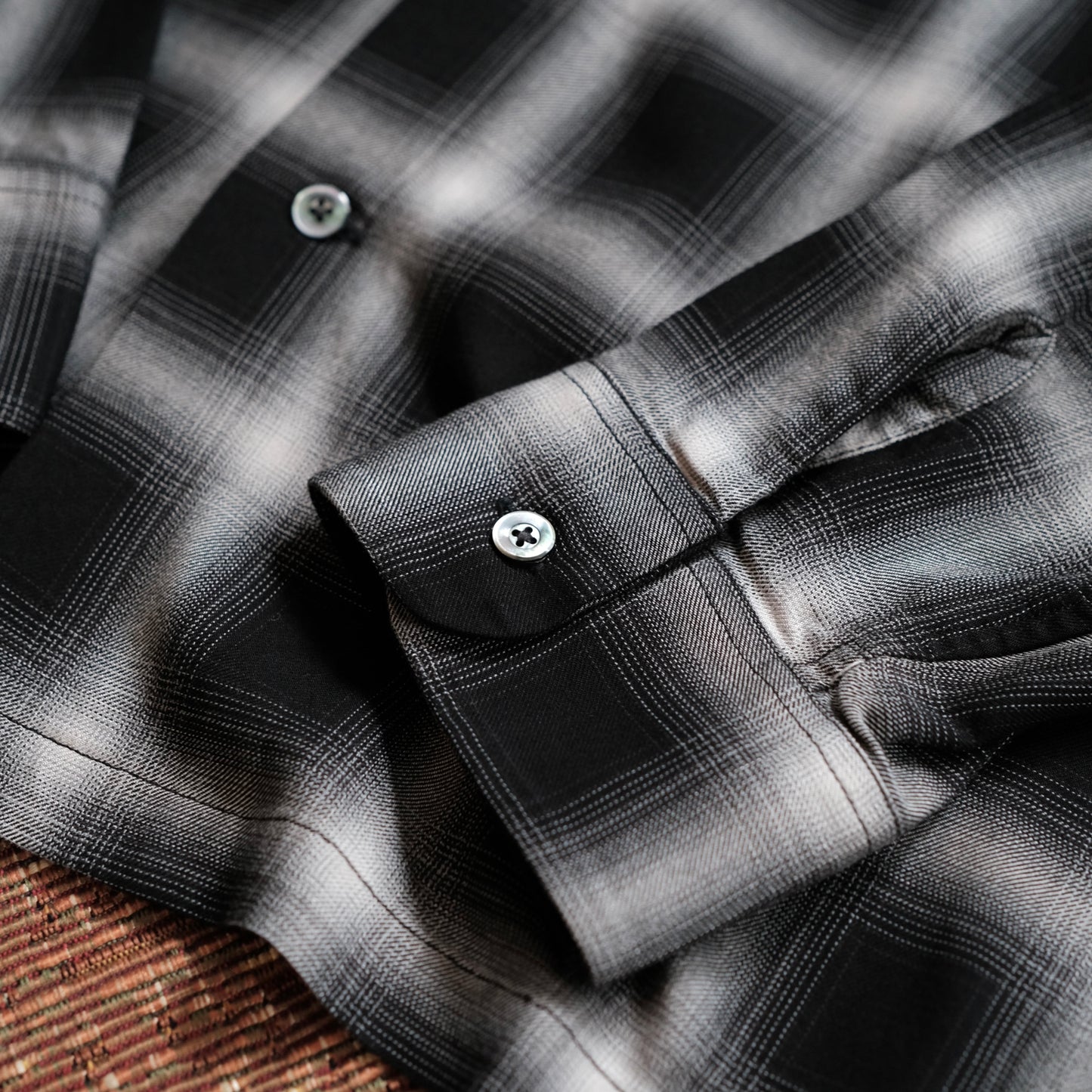 FULL COUNT Rayon Check Open Collar Shirt