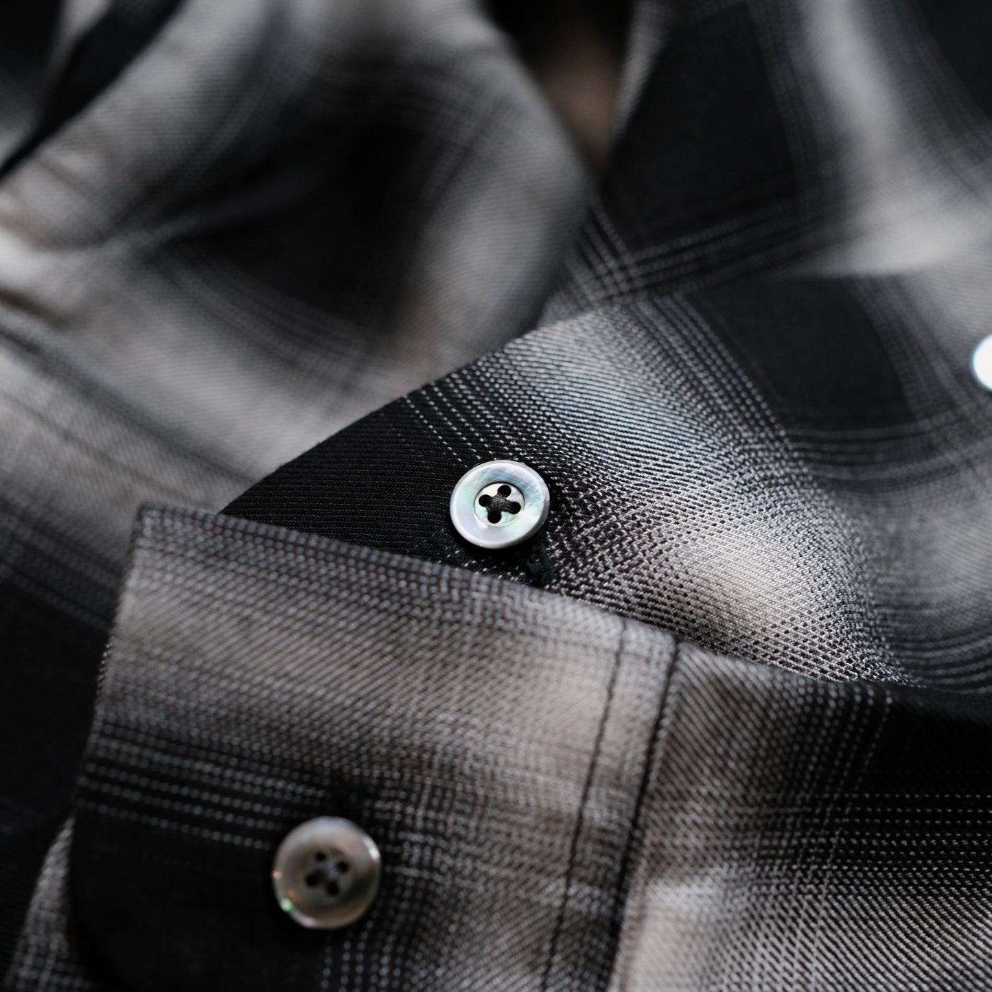 FULL COUNT Rayon Check Open Collar Shirt