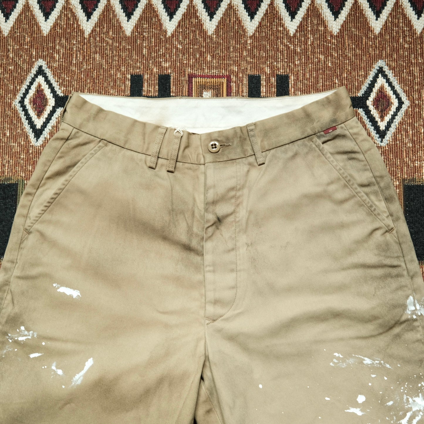 ANACHRONORM Painted No Tuck Wide Chino Trousers