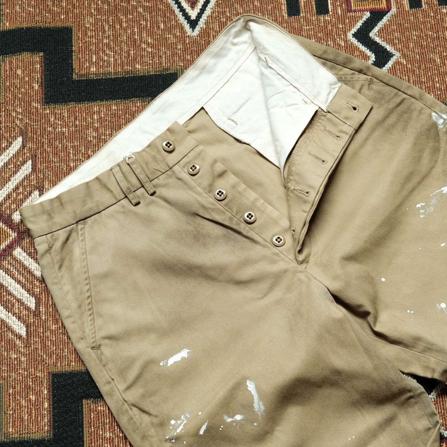 ANACHRONORM Painted No Tuck Wide Chino Trousers