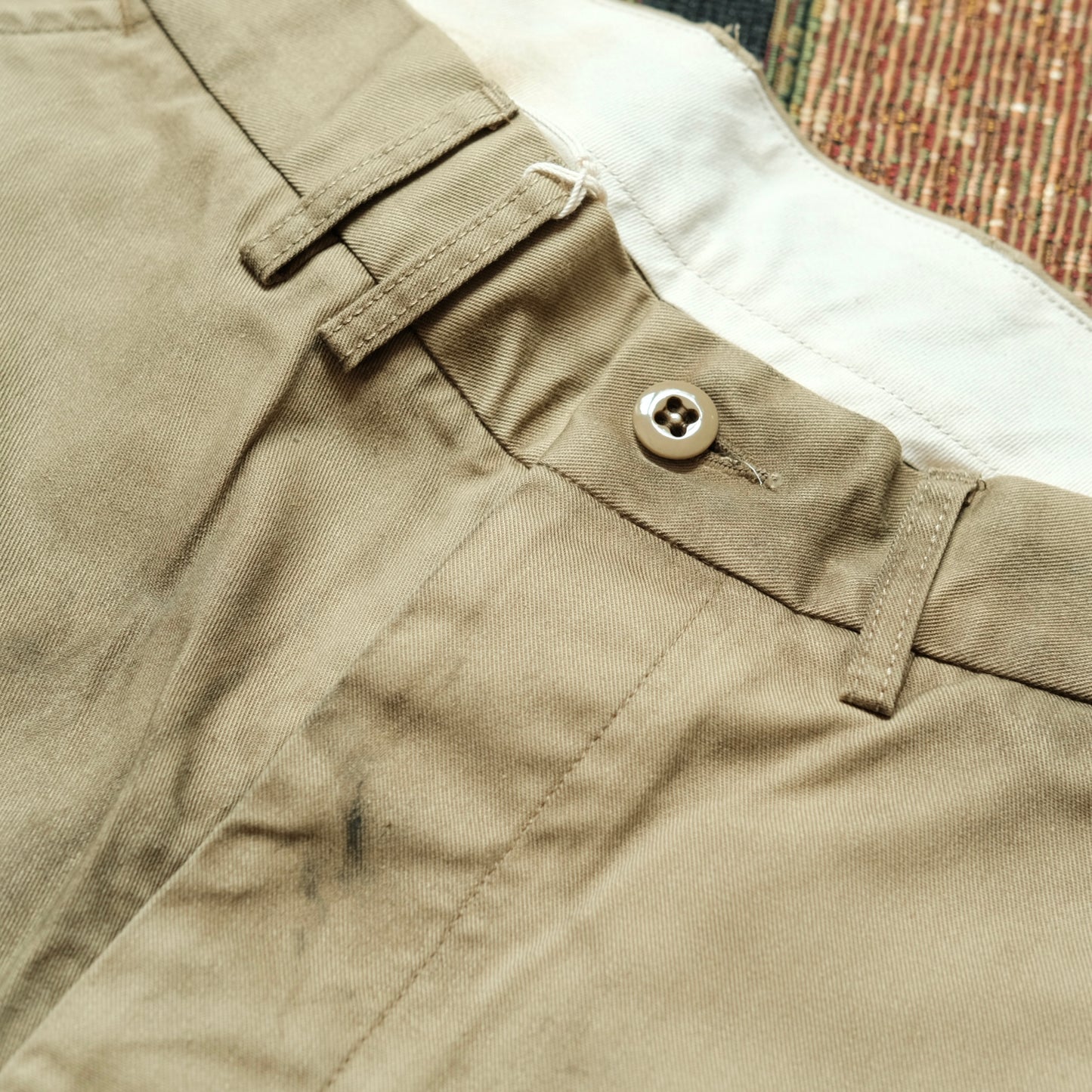 ANACHRONORM Painted No Tuck Wide Chino Trousers