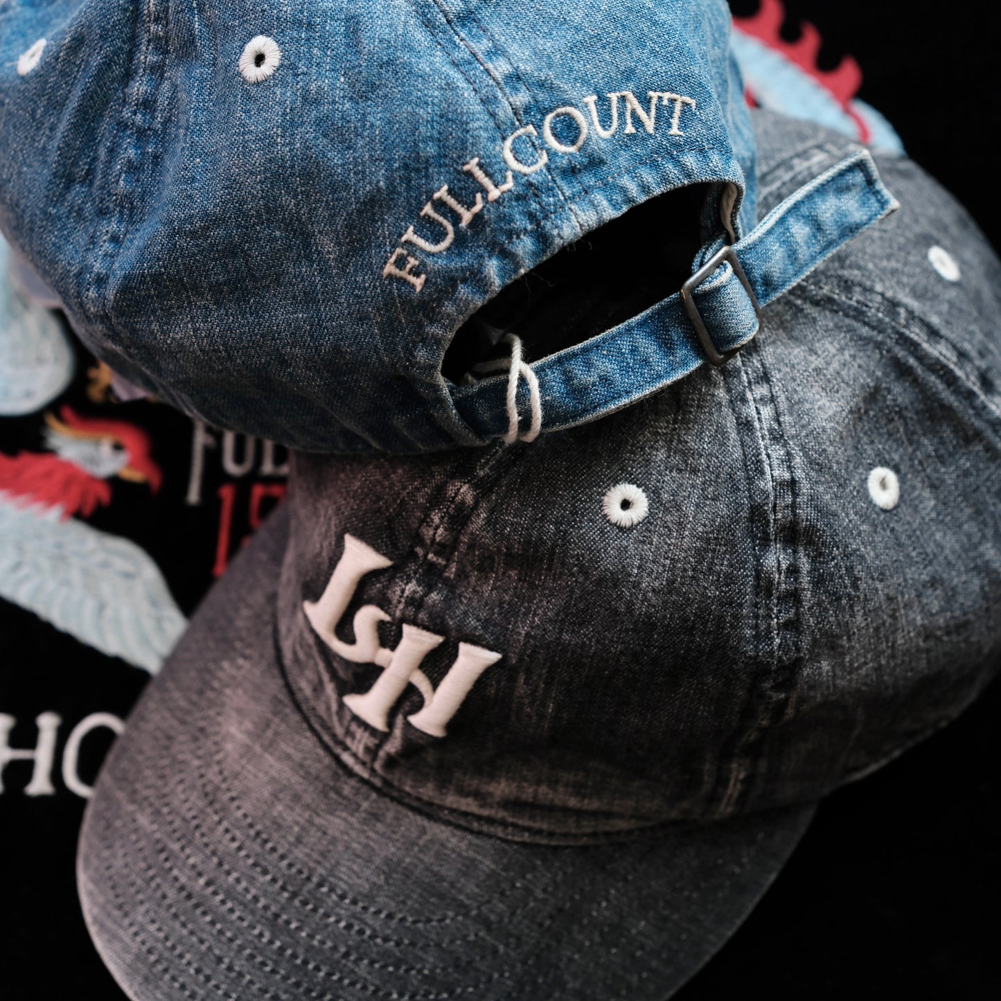 LEATHER HEALER x FULL COUNT 6 Panel Vintage Washed Denim Baseball Cap "LH" Patch (LH 10th Anniversary Limited Edition)