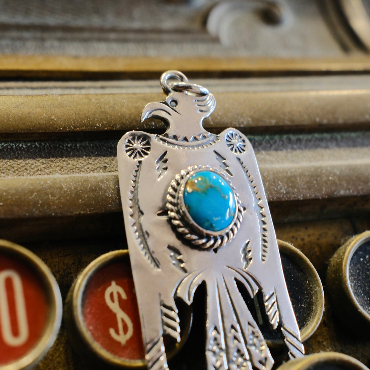 Dear Blossom Engraved Thunderbird with Turqoise (T-137TQ)