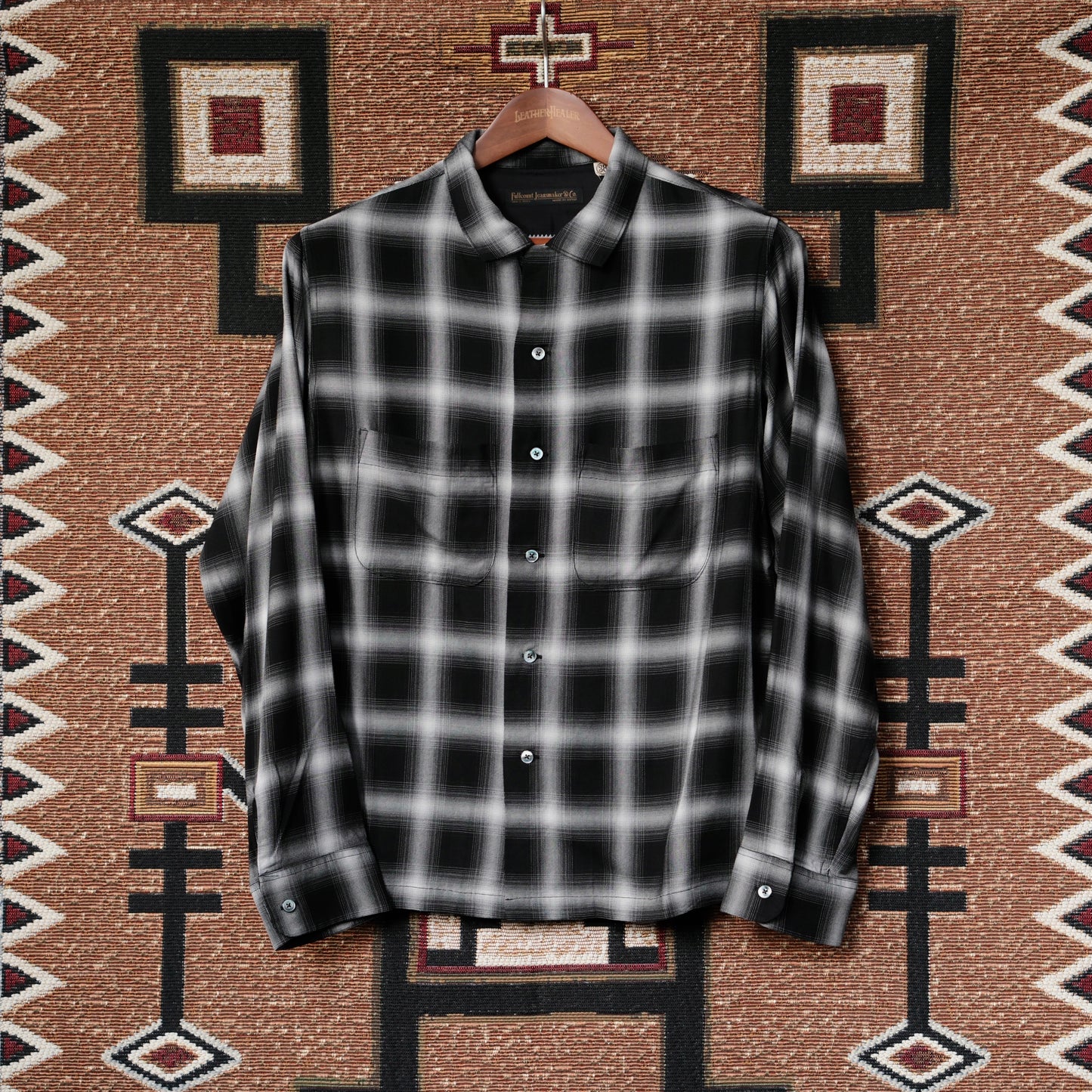 FULL COUNT Rayon Check Open Collar Shirt