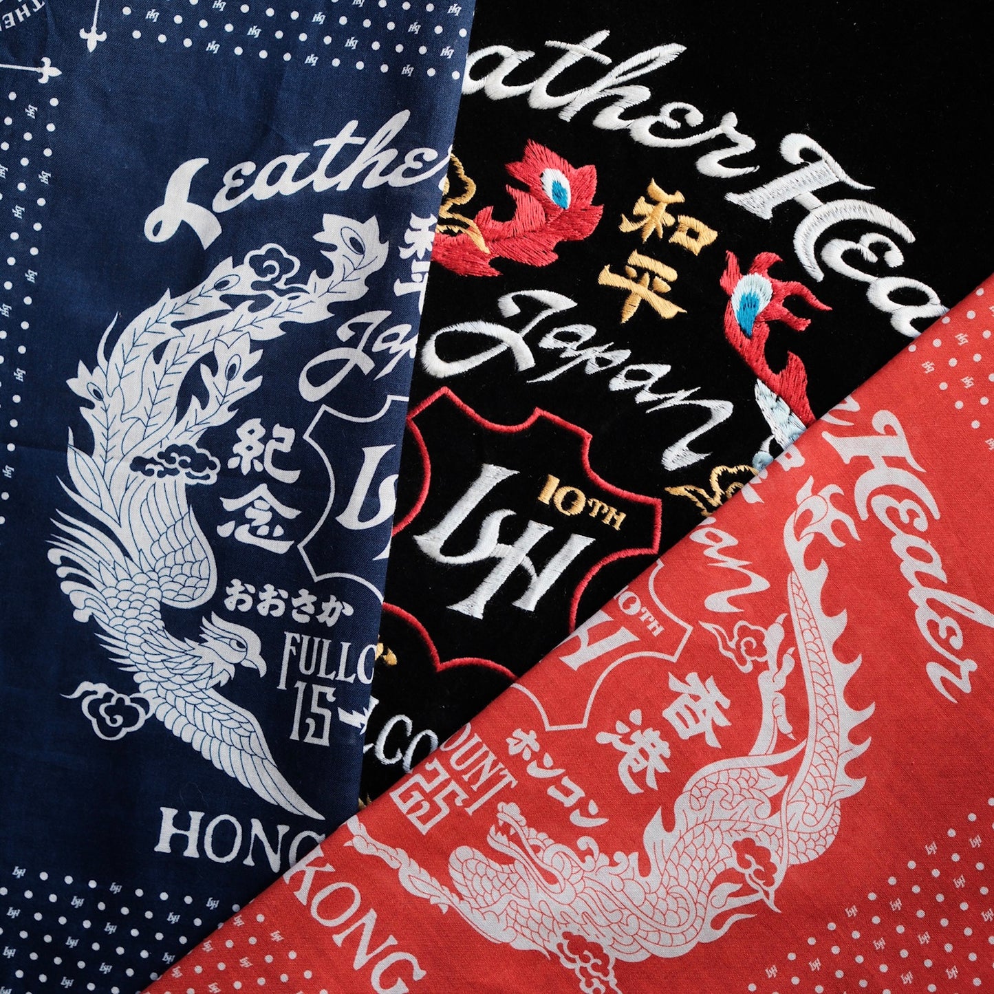 LEATHER HEALER x FULL COUNT Dragon & Phoenix Bandana (LH 10th Anniversary Limited Edition)