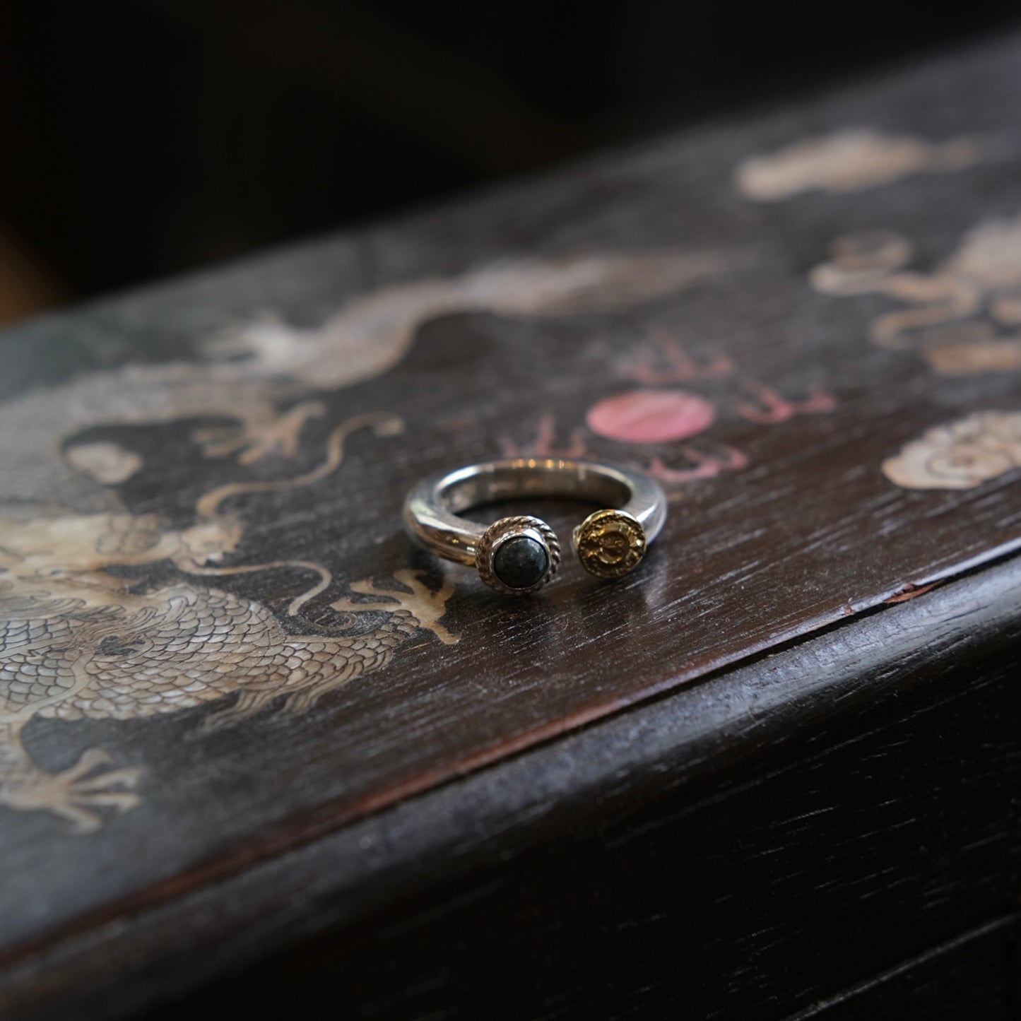 Dear Blossom K18 Gold Plate Naja Eagle & Turquoise Ring (R-092)