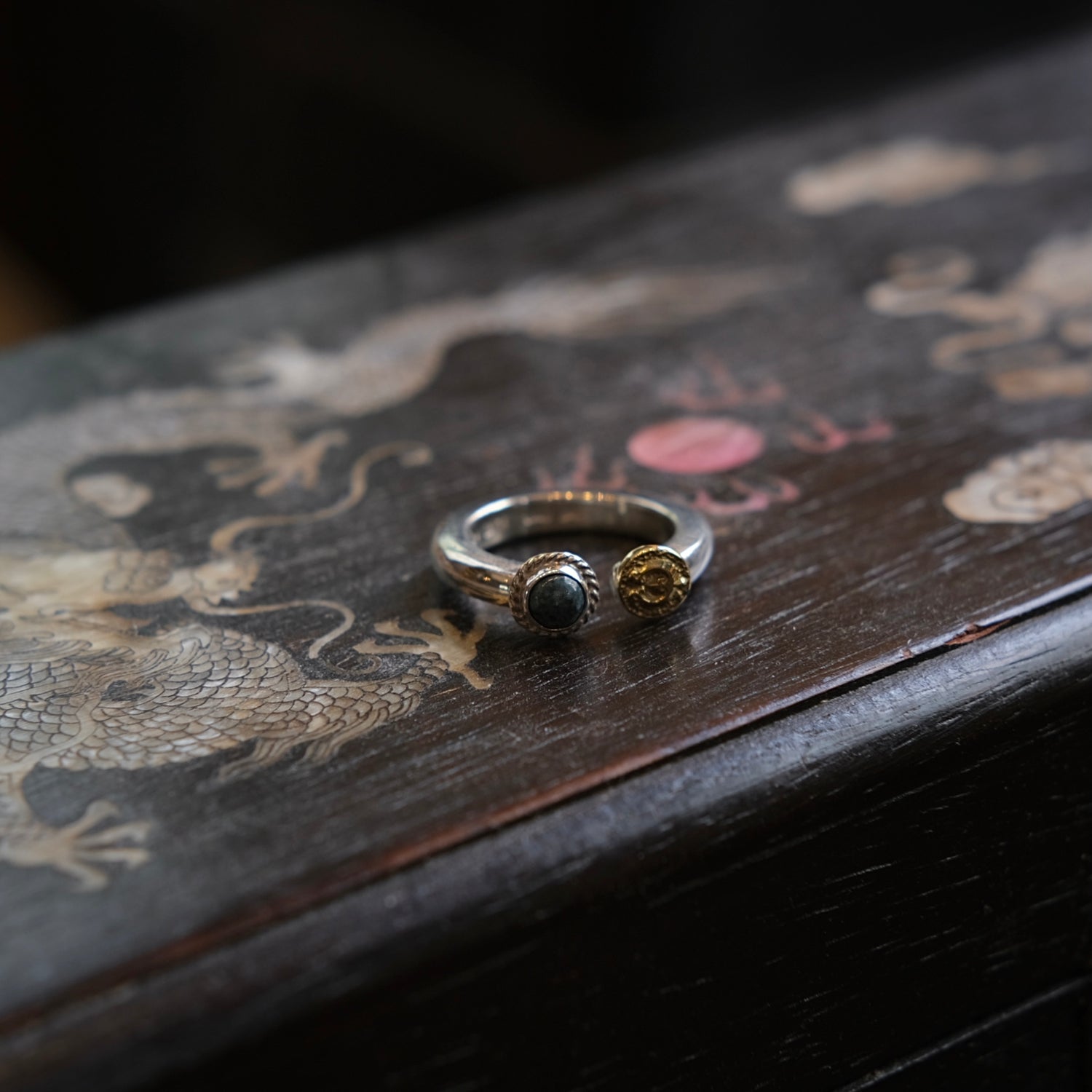 Dear Blossom K18 Gold Plate Naja Eagle & Turquoise Ring (R-092)
