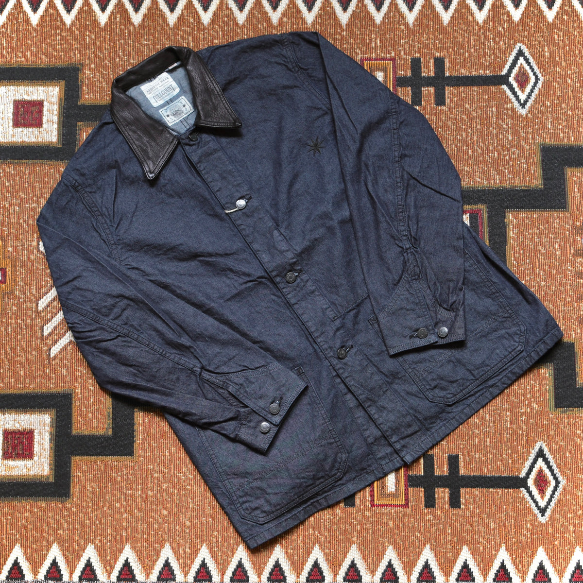 FULL COUNT Leather Collar Denim Chore Jacket
