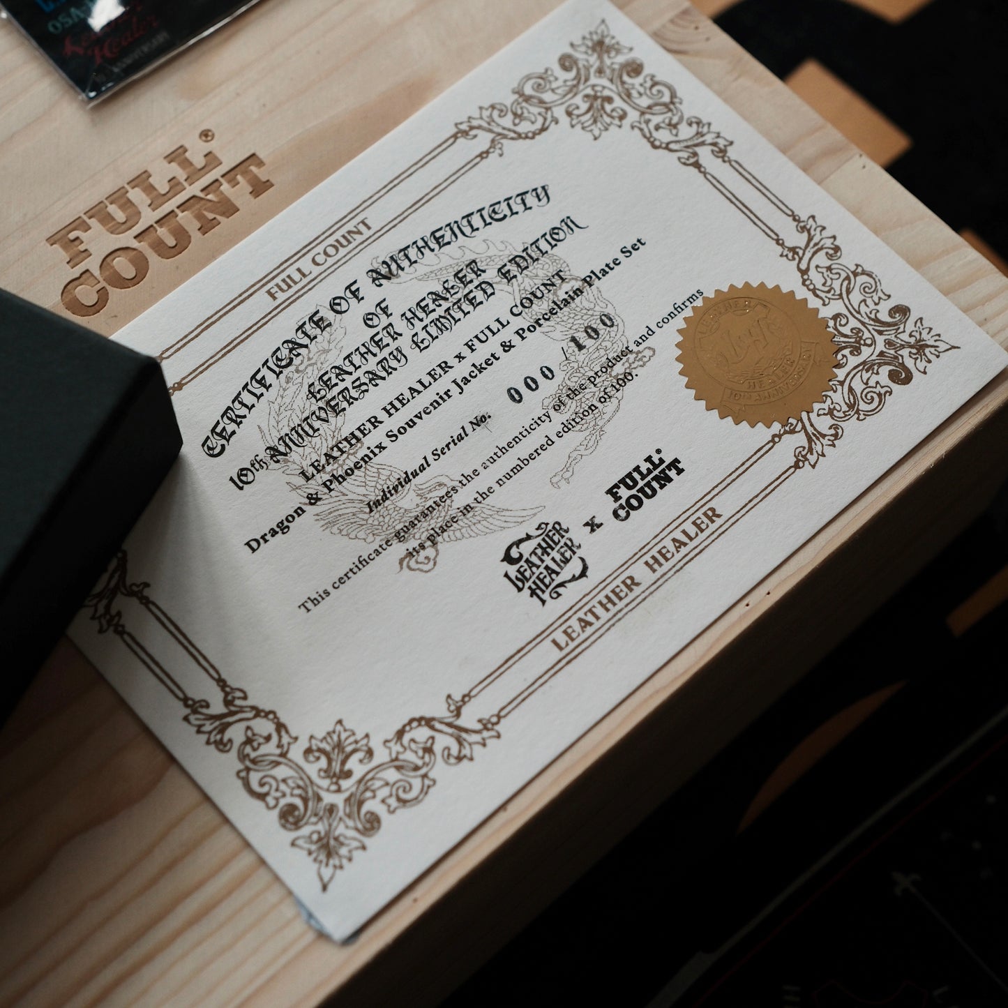 LEATHER HEALER x FULL COUNT Dragon & Phoenix Souvenir Jacket & Souvenir Porcelain Plate Set (LH 10th Anniversary Limited Edition)