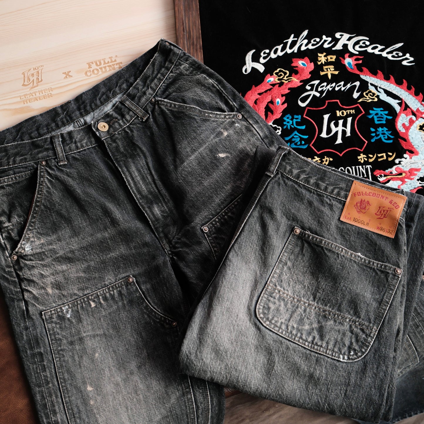 [PRE-ORDER] LEATHER HEALER x FULL COUNT Vintage Washed Distressed Double Knee Selvedge Denim (LH 10th Anniversary Limited Edition)