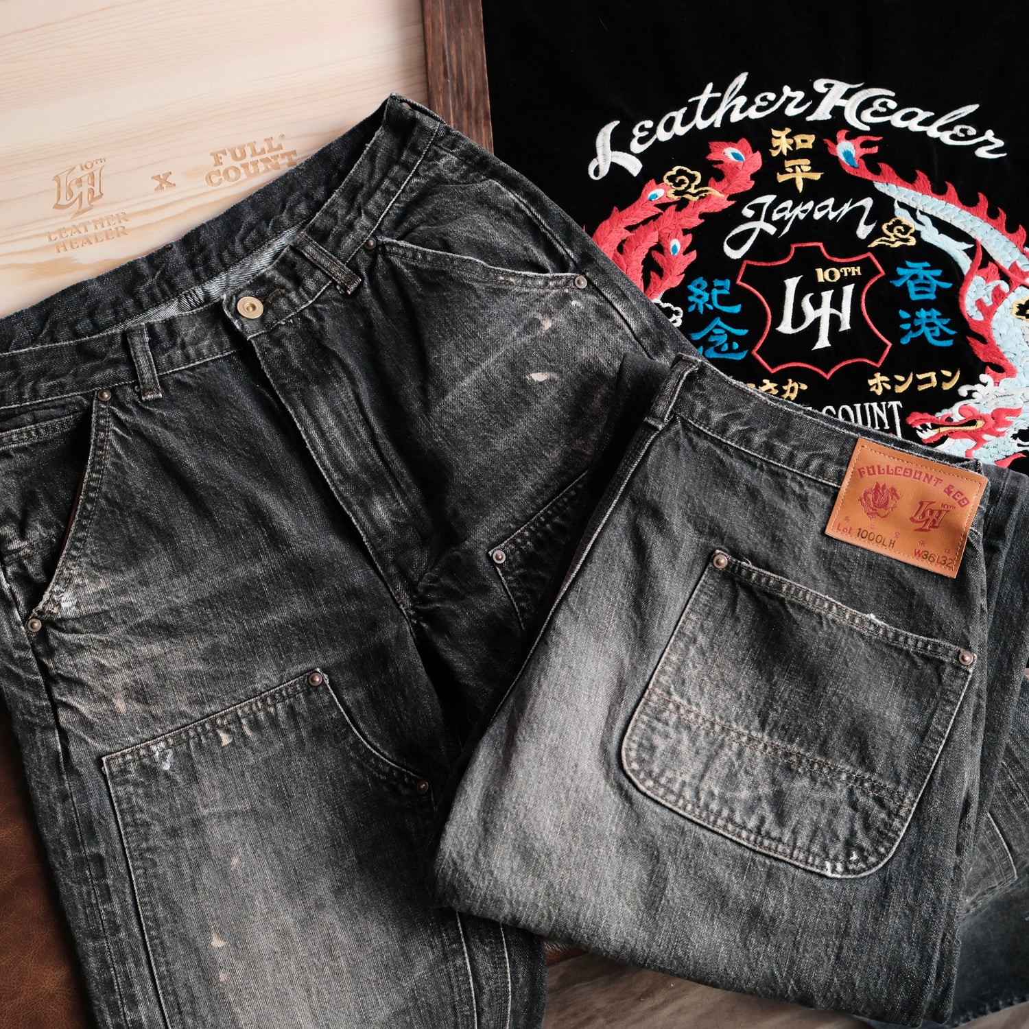 [PRE-ORDER] LEATHER HEALER x FULL COUNT Vintage Washed Distressed Double Knee Selvedge Denim (LH 10th Anniversary Limited Edition)