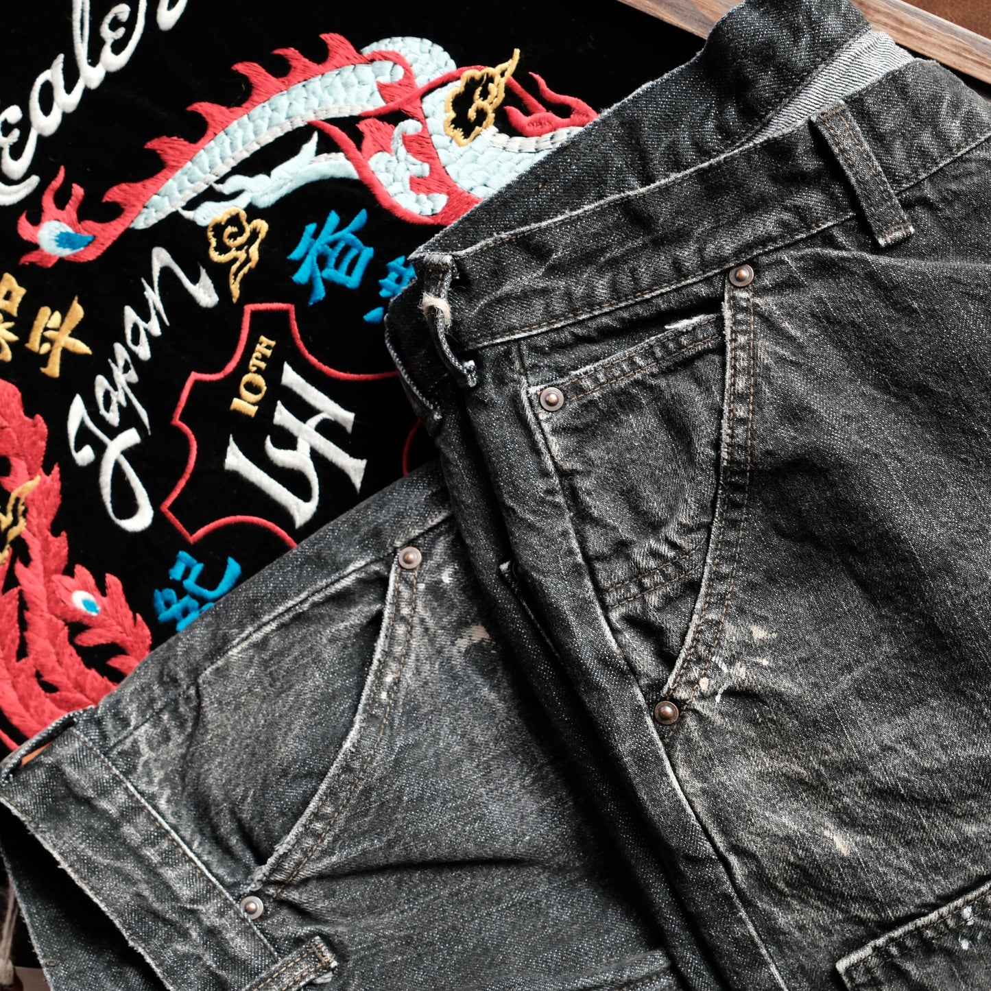 [PRE-ORDER] LEATHER HEALER x FULL COUNT Vintage Washed Distressed Double Knee Selvedge Denim (LH 10th Anniversary Limited Edition)