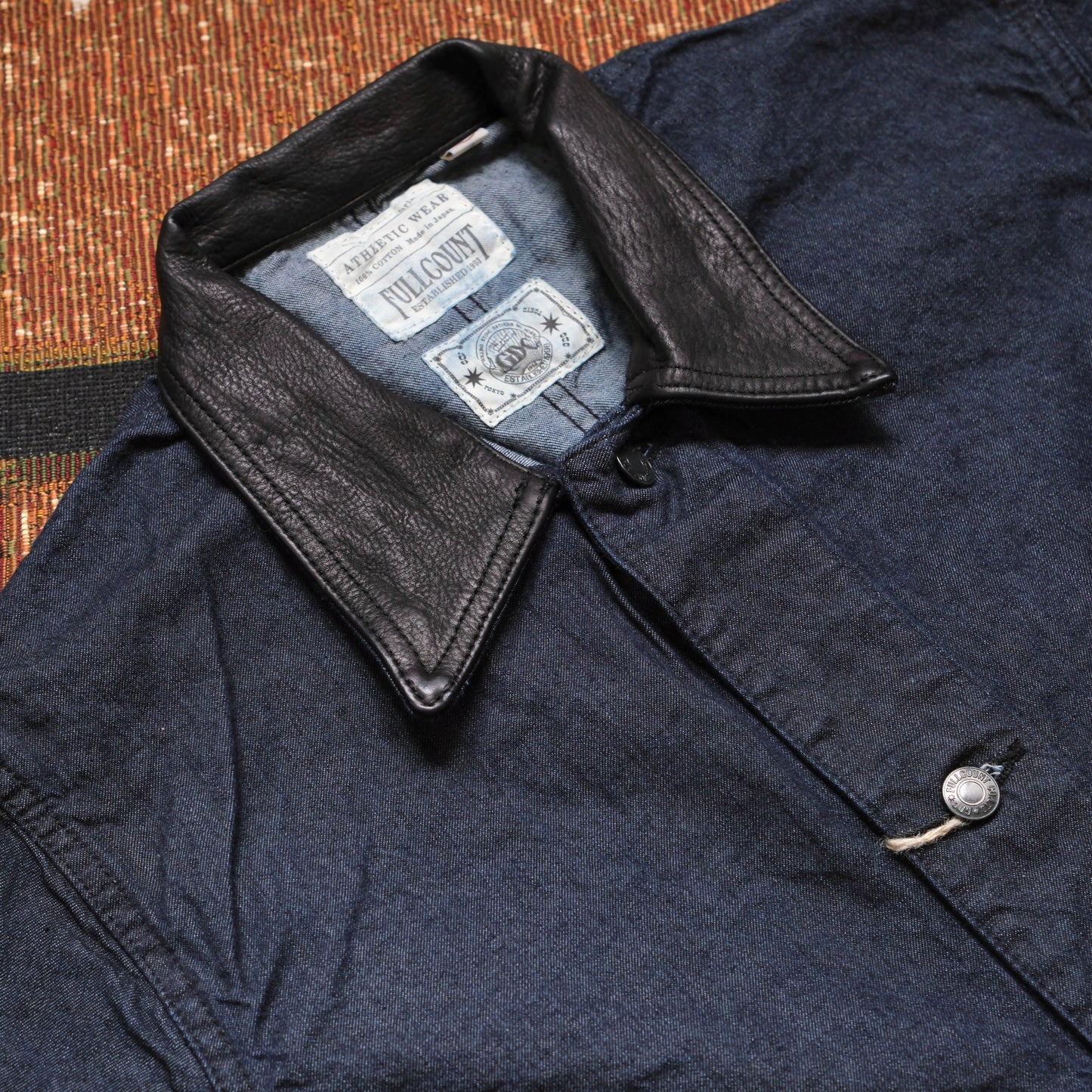 FULL COUNT Leather Collar Denim Chore Jacket