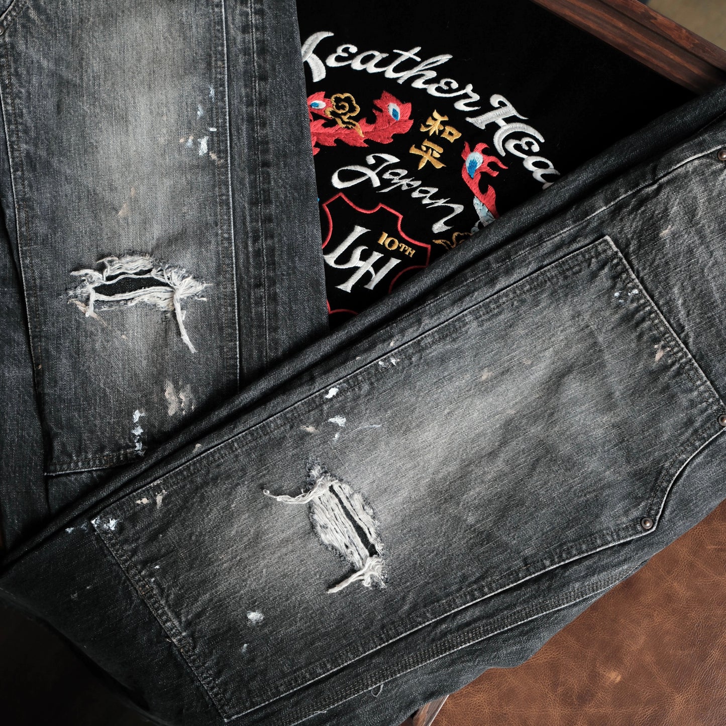 [PRE-ORDER] LEATHER HEALER x FULL COUNT Vintage Washed Distressed Double Knee Selvedge Denim (LH 10th Anniversary Limited Edition)