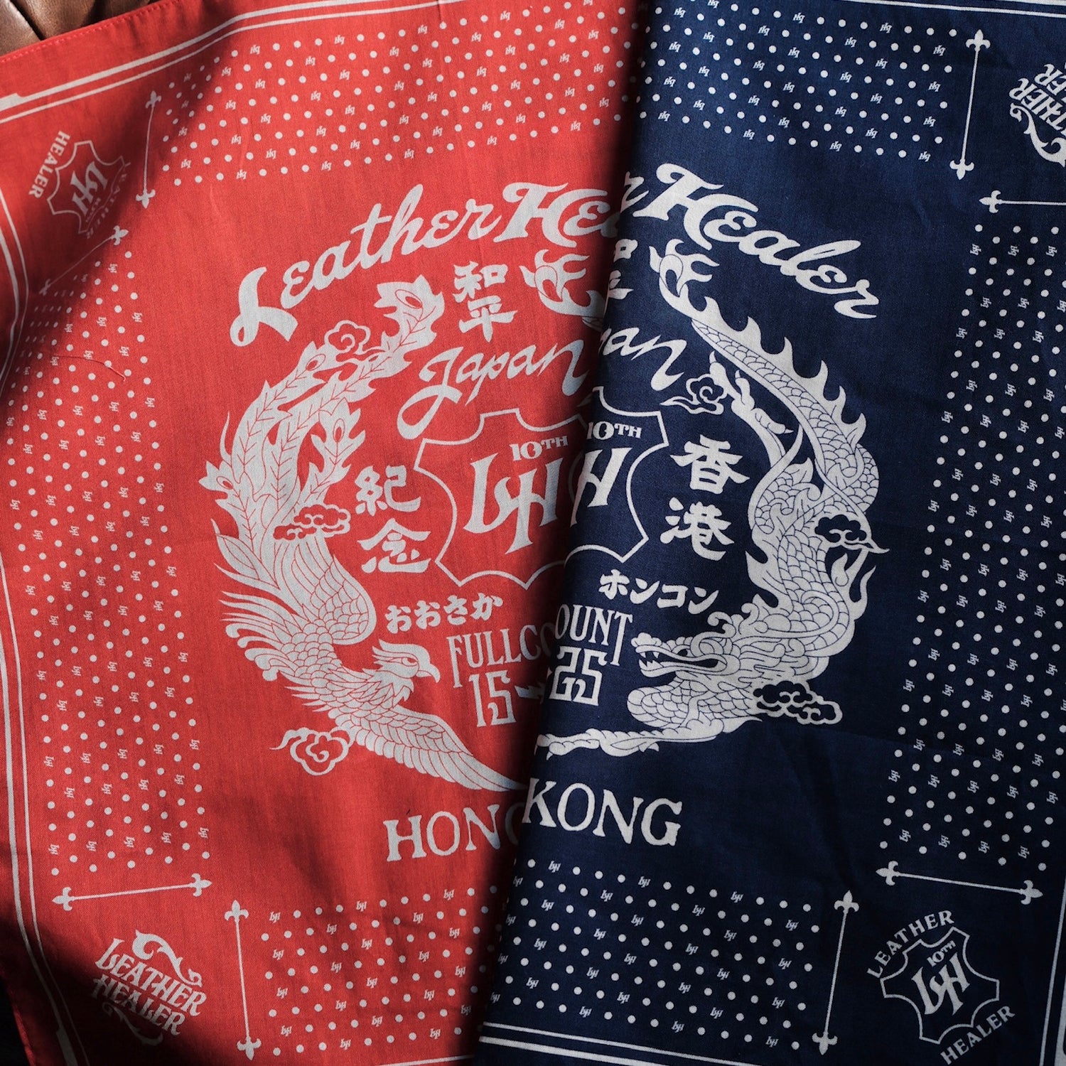 LEATHER HEALER x FULL COUNT Dragon & Phoenix Bandana (LH 10th Anniversary Limited Edition)