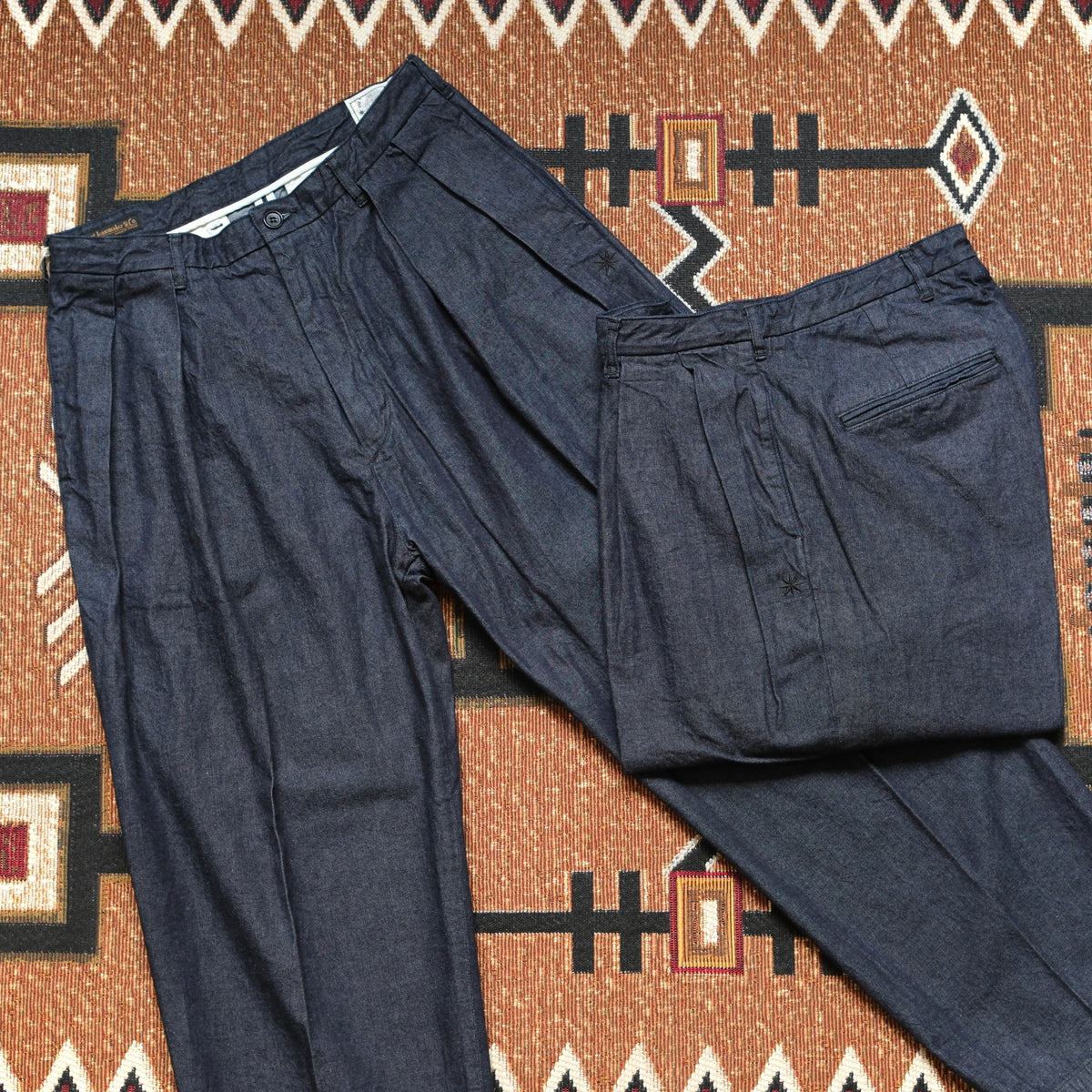 FULL COUNT Big Denim Tuck Trousers