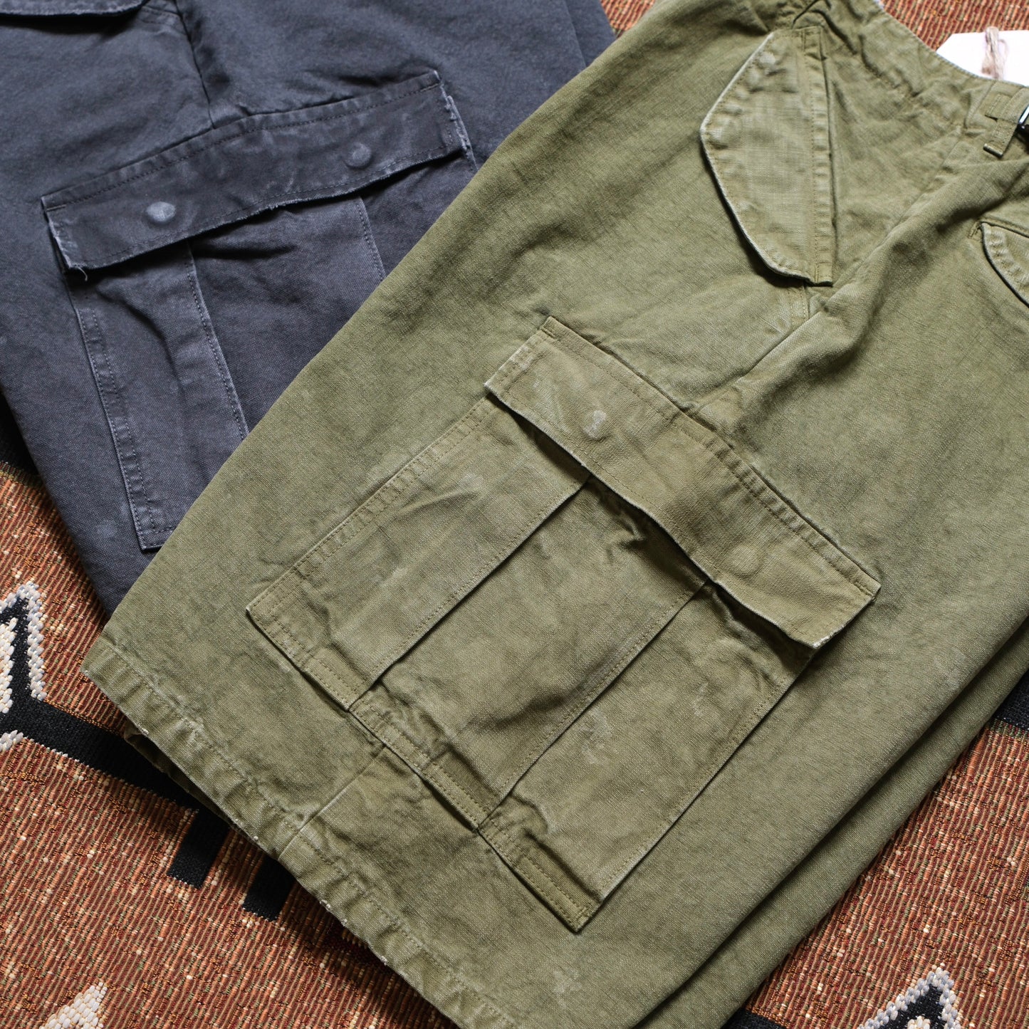 FULL COUNT Tent Cloth Field Cargo Shorts (Vintage Effect)
