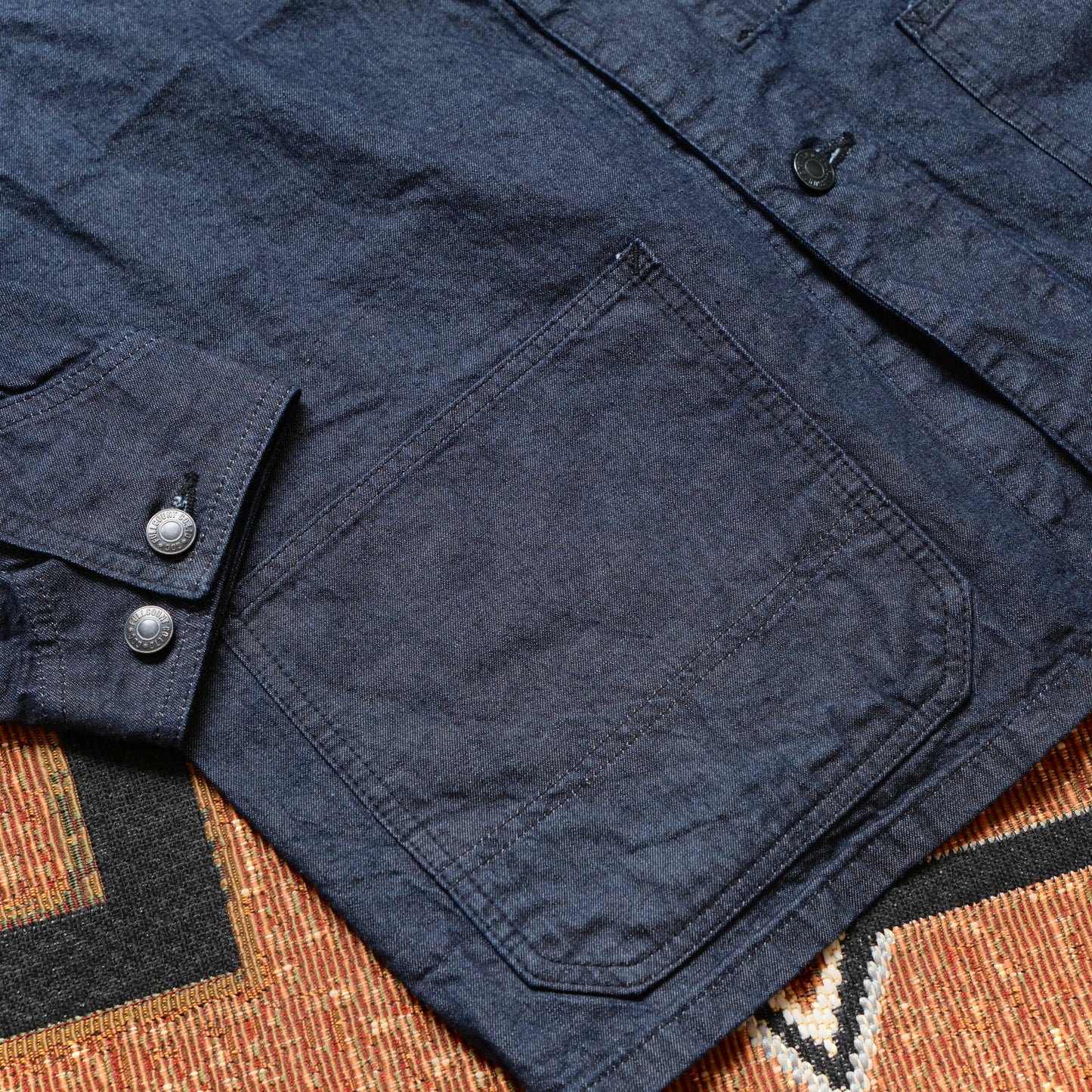 FULL COUNT Leather Collar Denim Chore Jacket