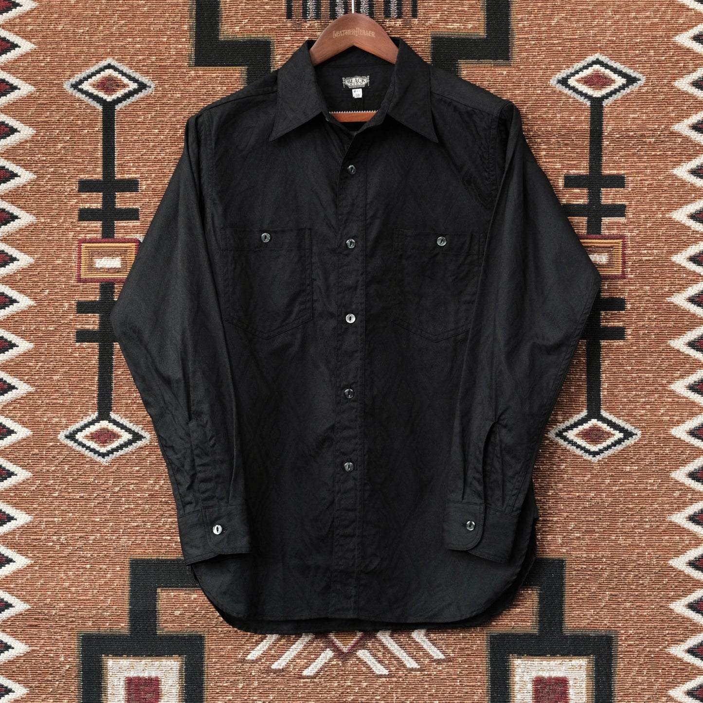 BLACK SIGN Persian Pattern Jacquard Open Pocket Work Shirt