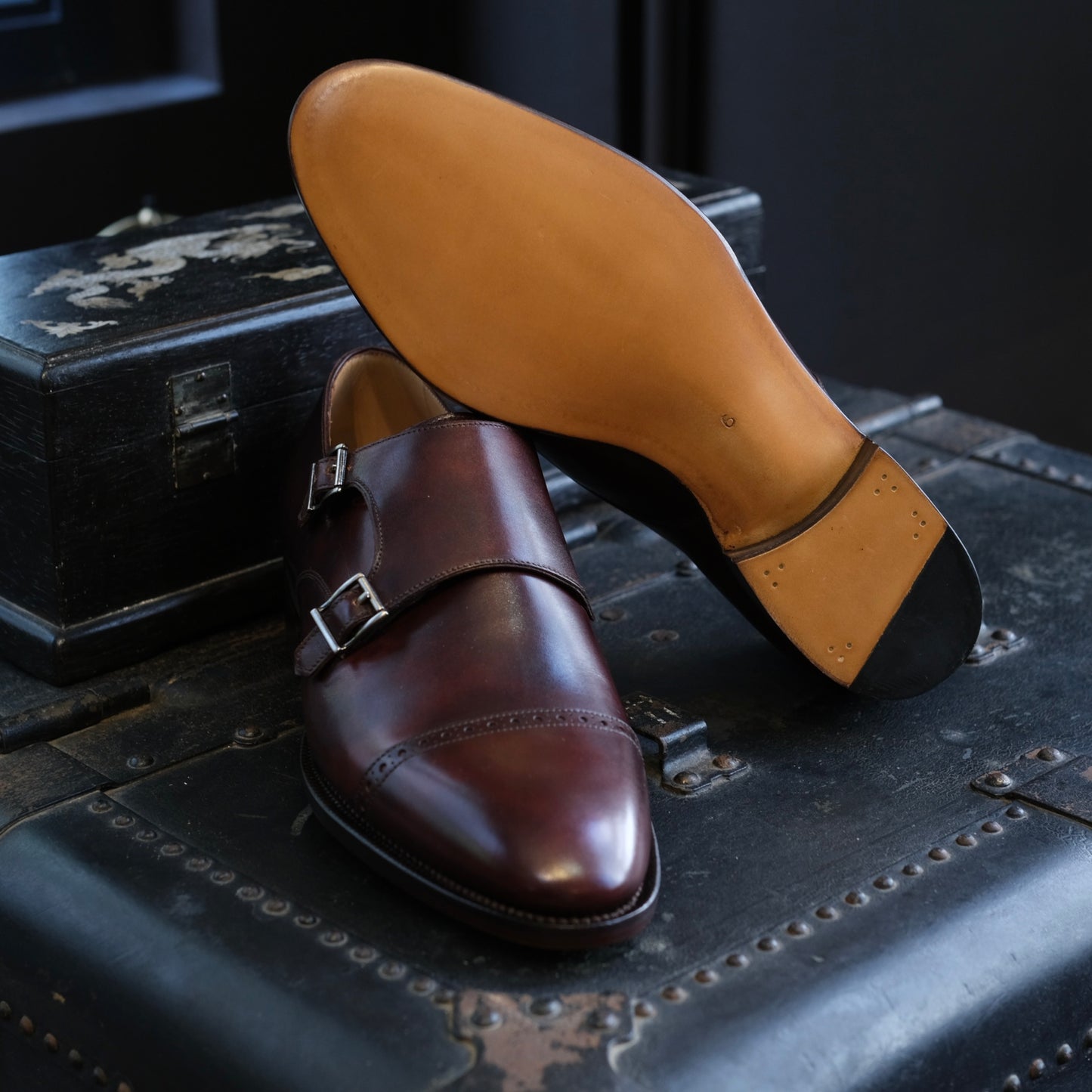 TLB Mallorca Artista Punched Cap Toe Double Monk Strap (Goya)