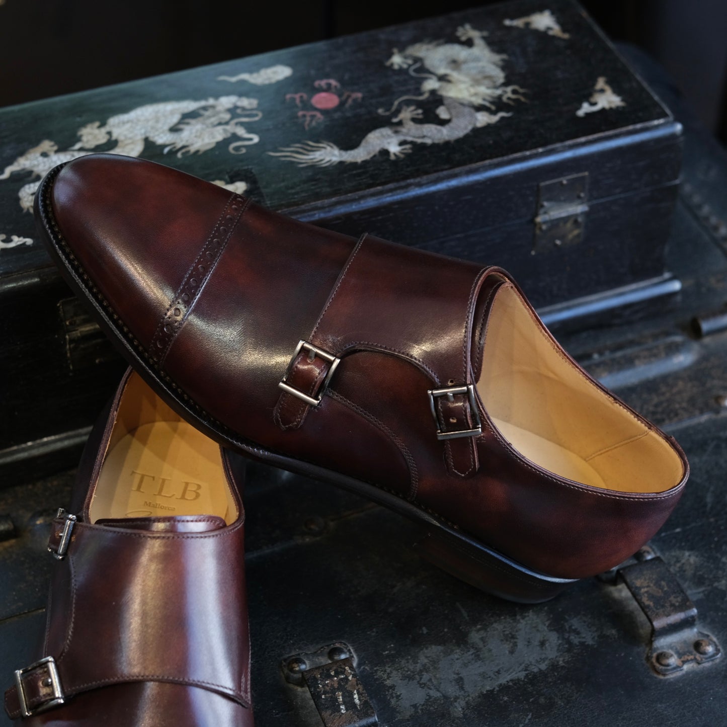 TLB Mallorca Artista Punched Cap Toe Double Monk Strap (Goya)