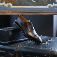 靴 60s Knapp Black Kid Skin Punched cap toe Berwick1707 Punched Cap Toe Oxford (Chiseled Toe) – Leather