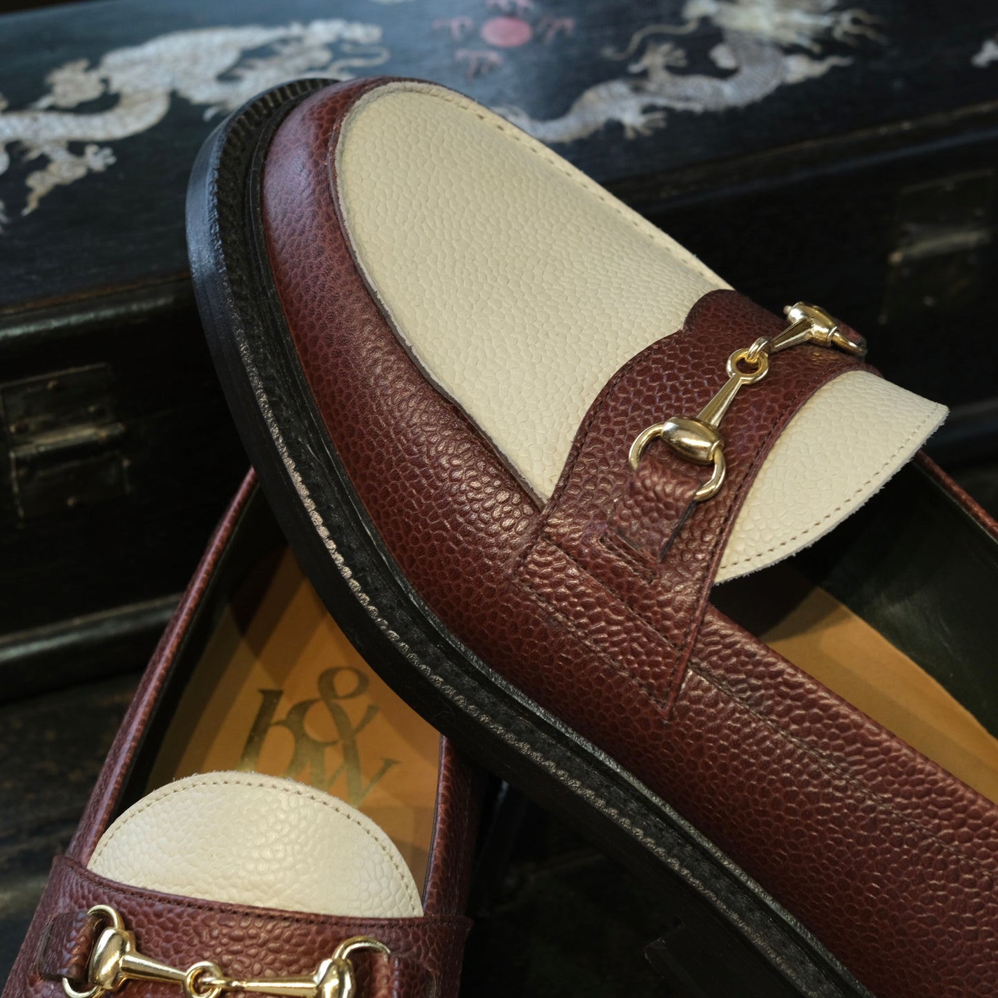 Blackstock & Weber Mason Horsebit Loafer (Bordeaux/Cream)