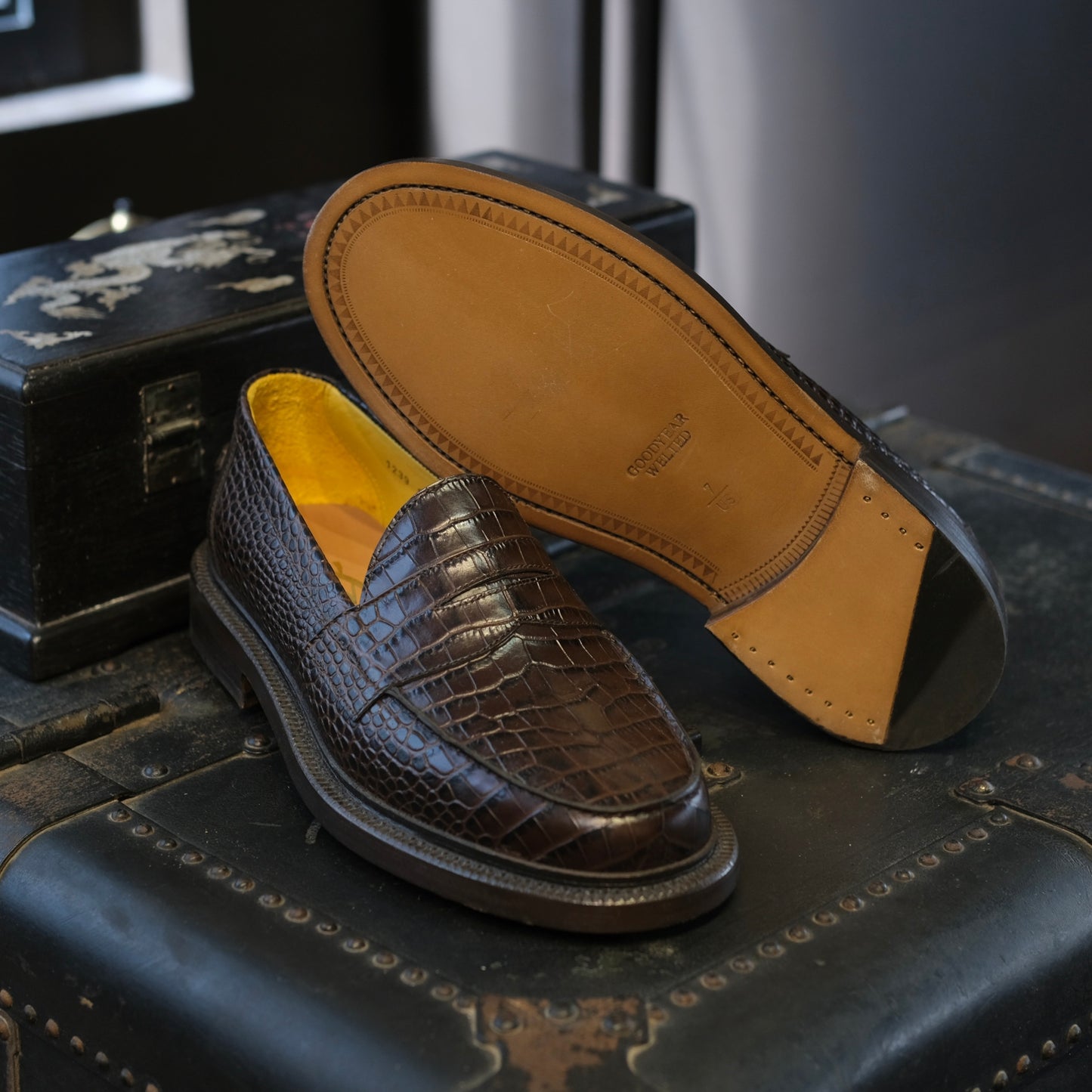 Blackstock & Weber Ellis Penny Loafer (Walnut Croc)