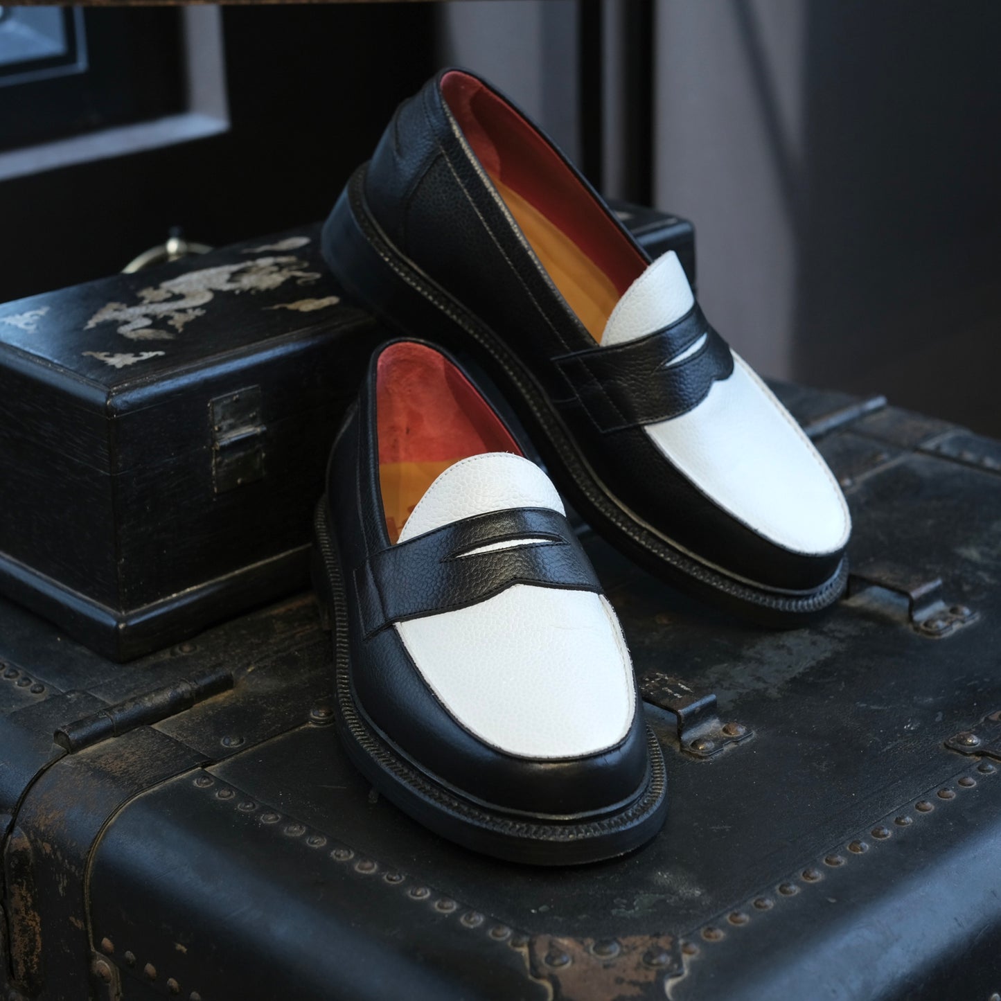 Blackstock & Weber Ellis Penny Loafer (Black/White)