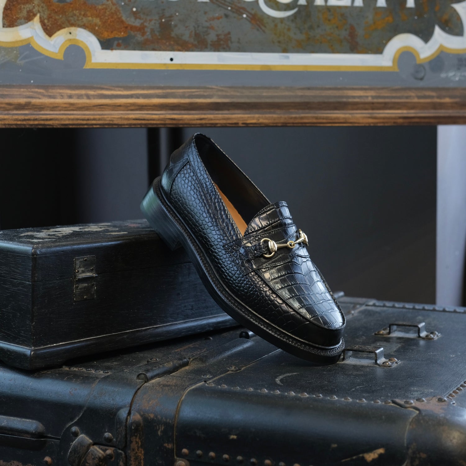 Blackstock & Weber Mason Horsebit Loafer (Onyx Croc)