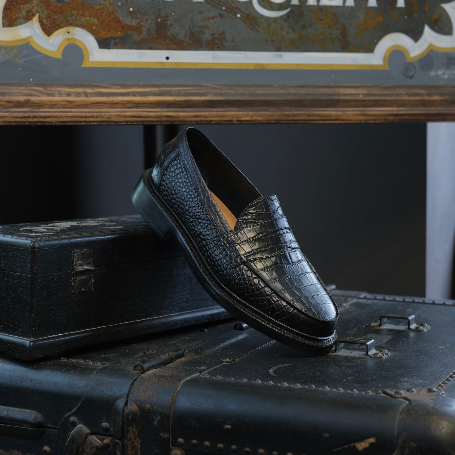 Blackstock & Weber Ellis Penny Loafer (Onyx Croc)