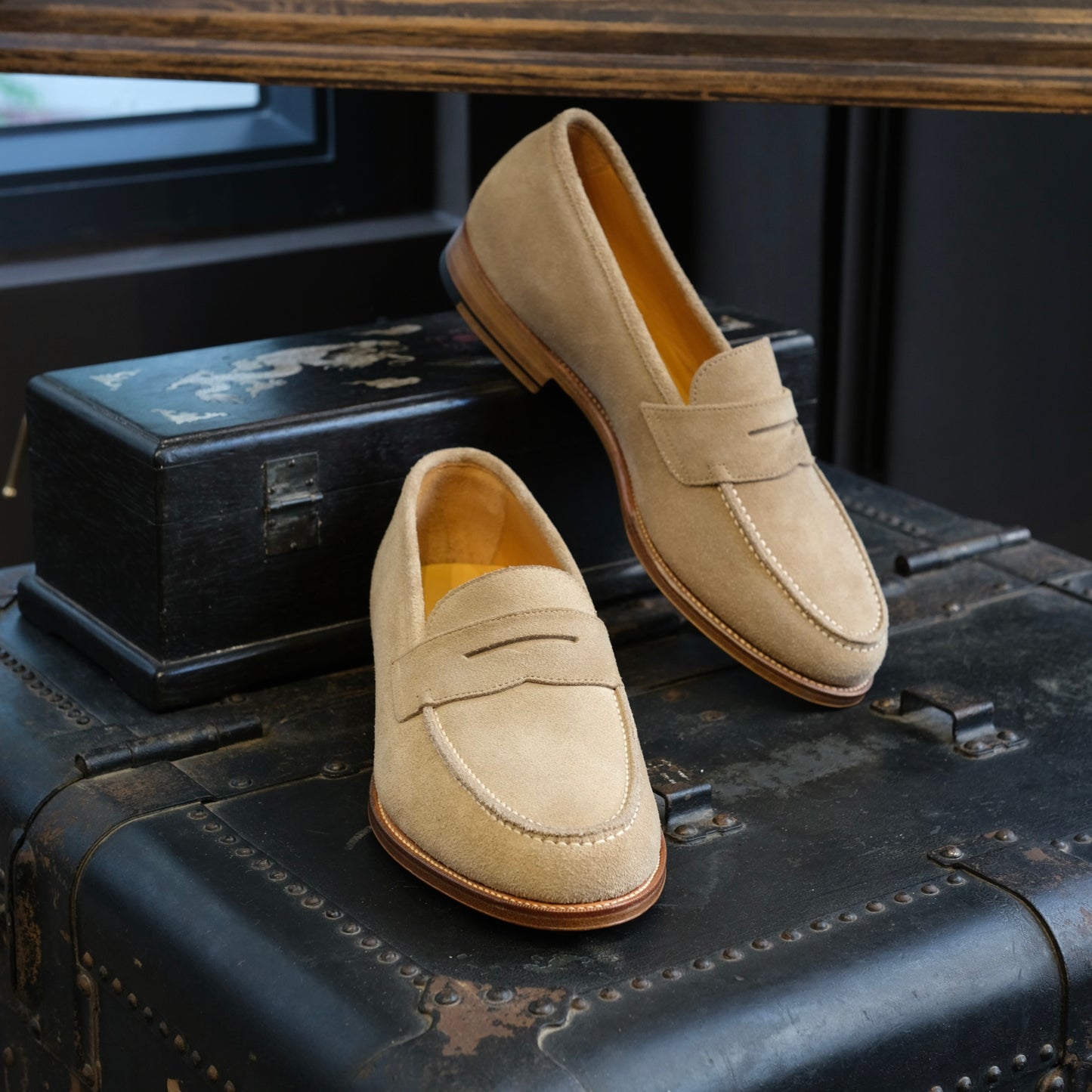 Oriental Shoemaker Suede Albers Penny Loafers