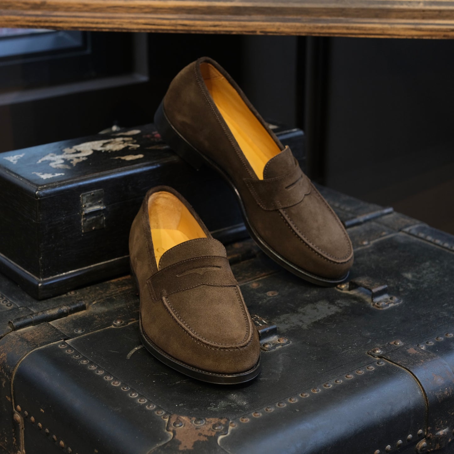 Oriental Shoemaker Suede Albers Penny Loafers