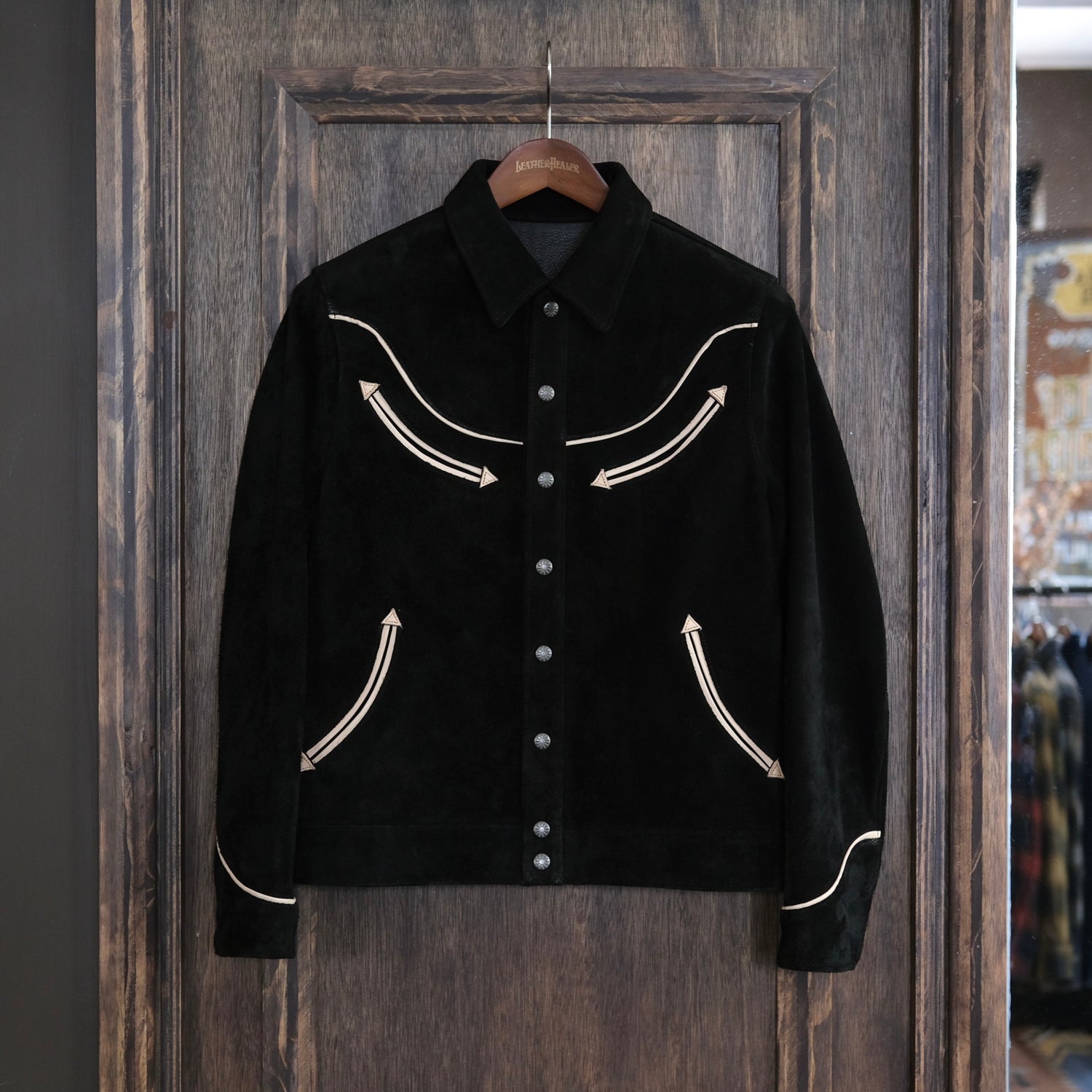 Y'2 LEATHER Steer Suede & Saddle Horse Western Shirt Jacket