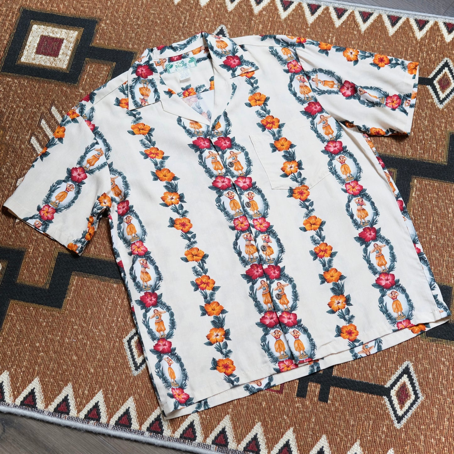 Two Palms Rayon Shirts (Cream Hula Dolls)