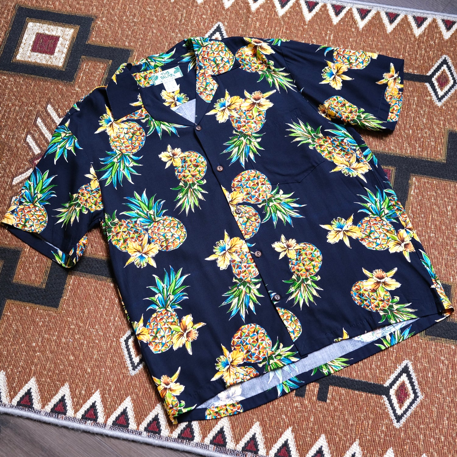 Two Palms Rayon Shirts (Navy Golden Pineapple)