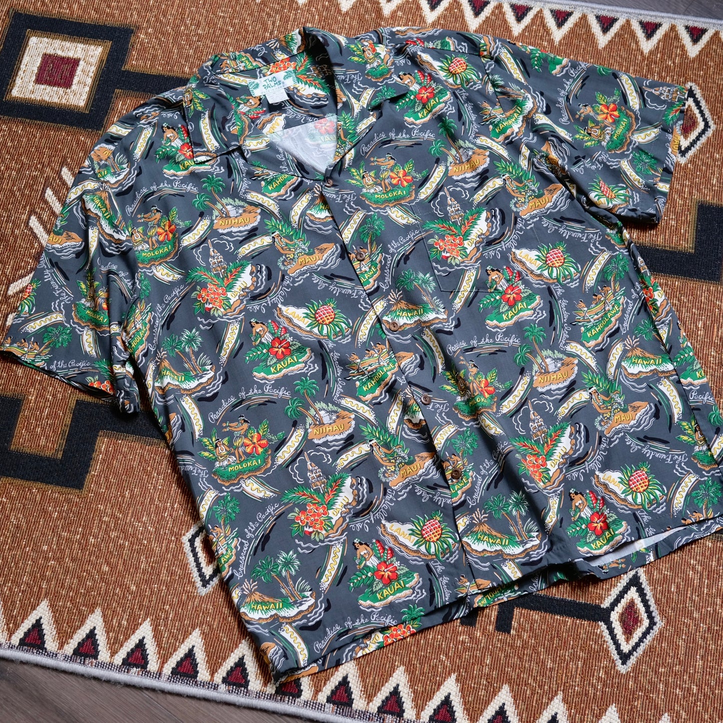 Two Palms Rayon Shirts (Charcoal Friendly Isle)