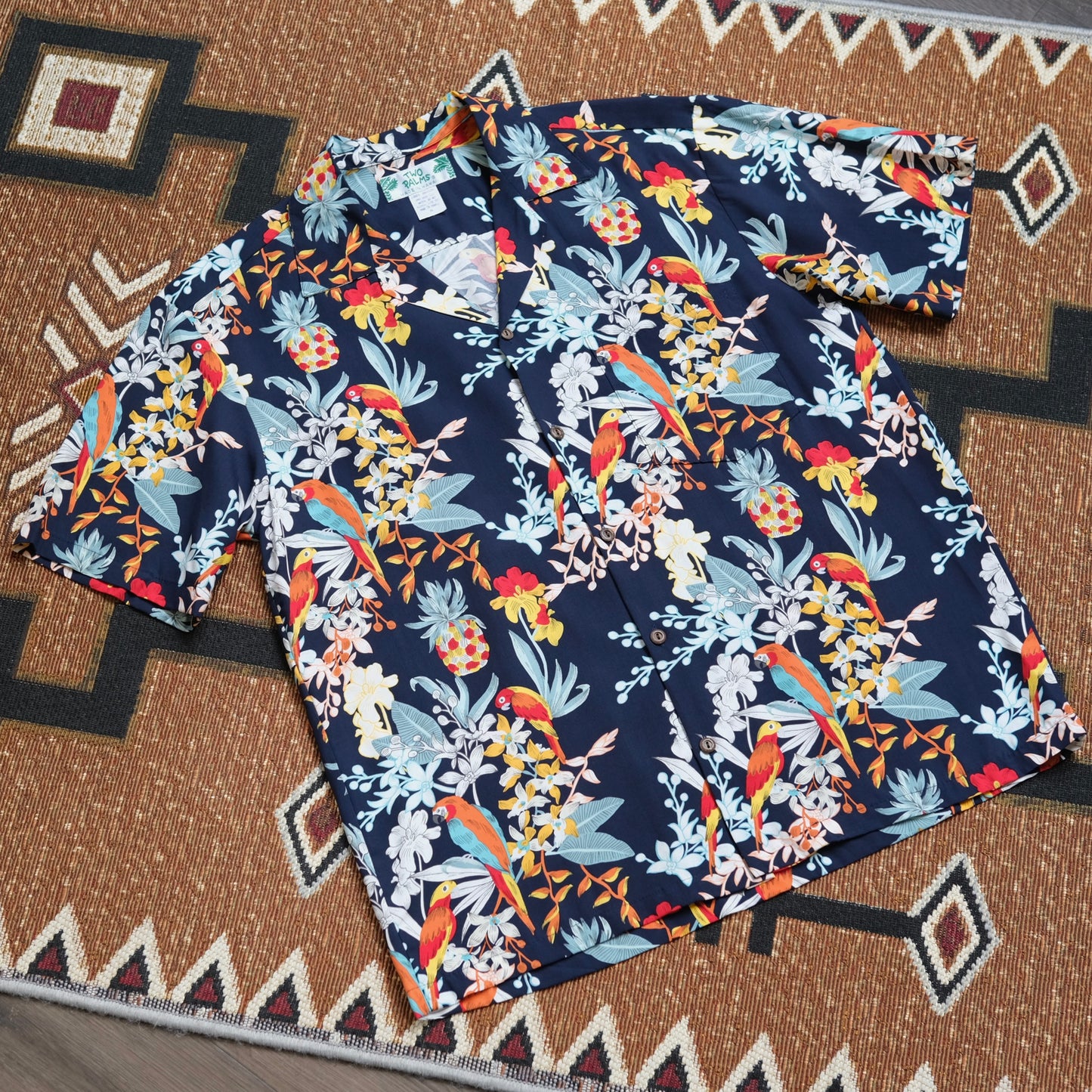 Two Palms Rayon Shirts (Navy Parrots)