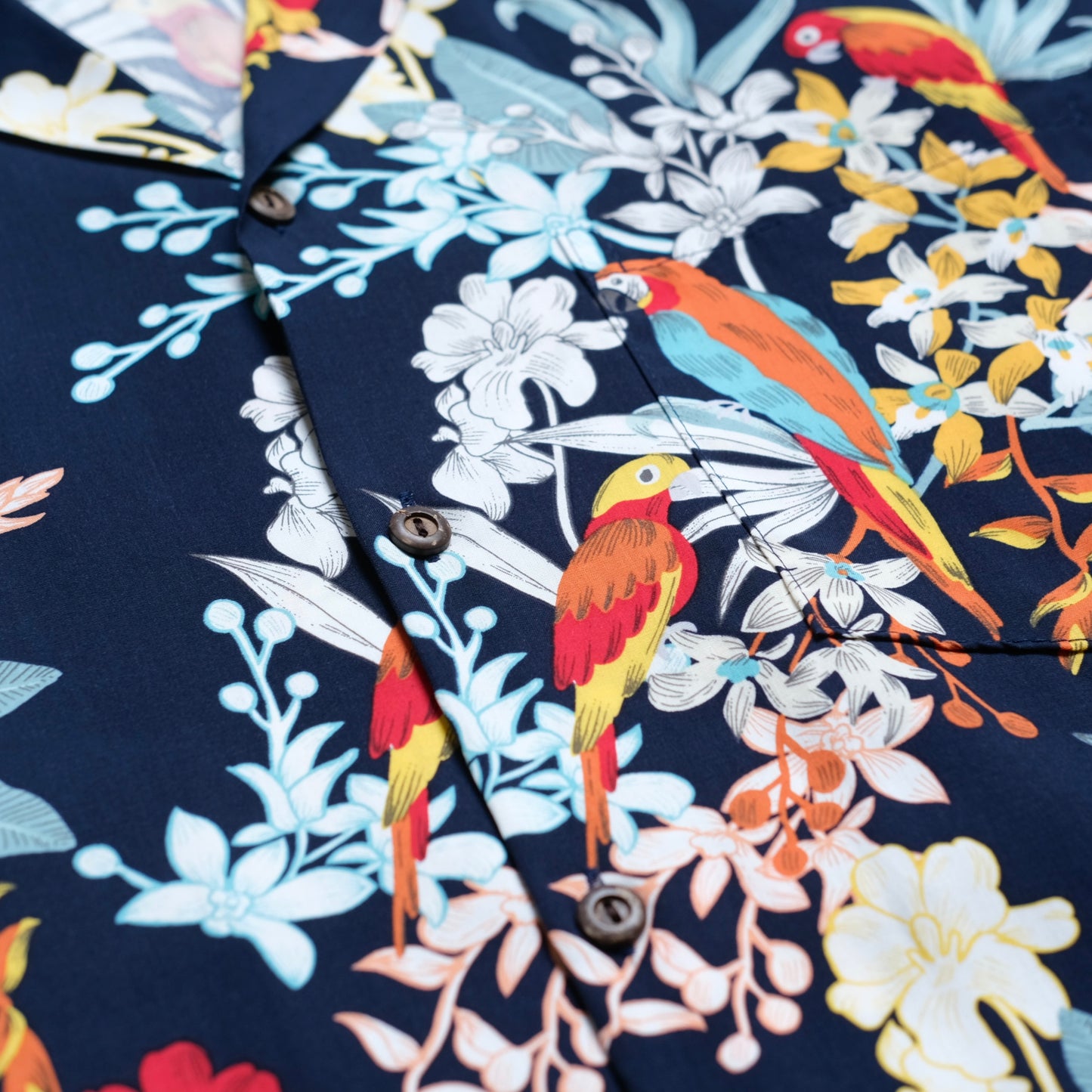 Two Palms Rayon Shirts (Navy Parrots)