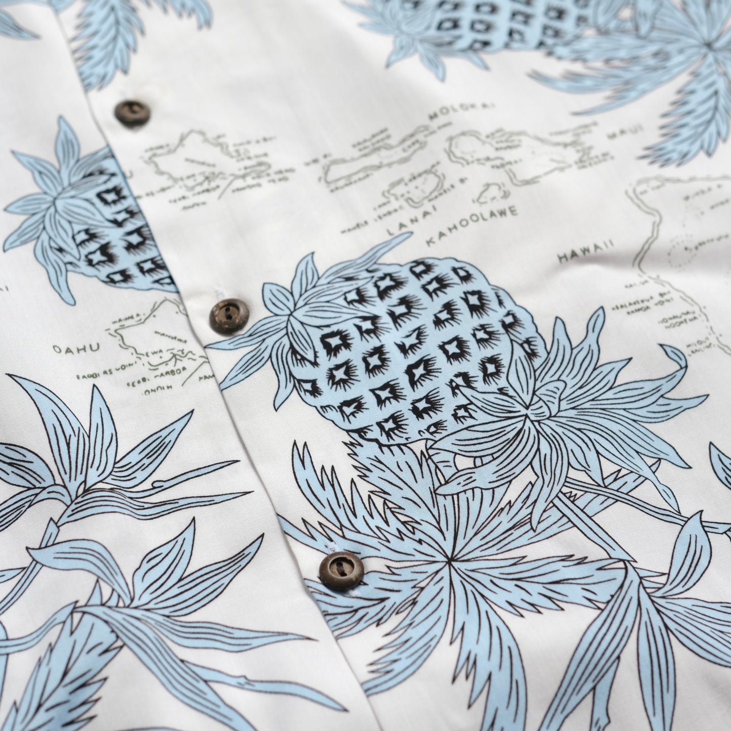 Two Palms Rayon Shirts (White Pineapple Map)