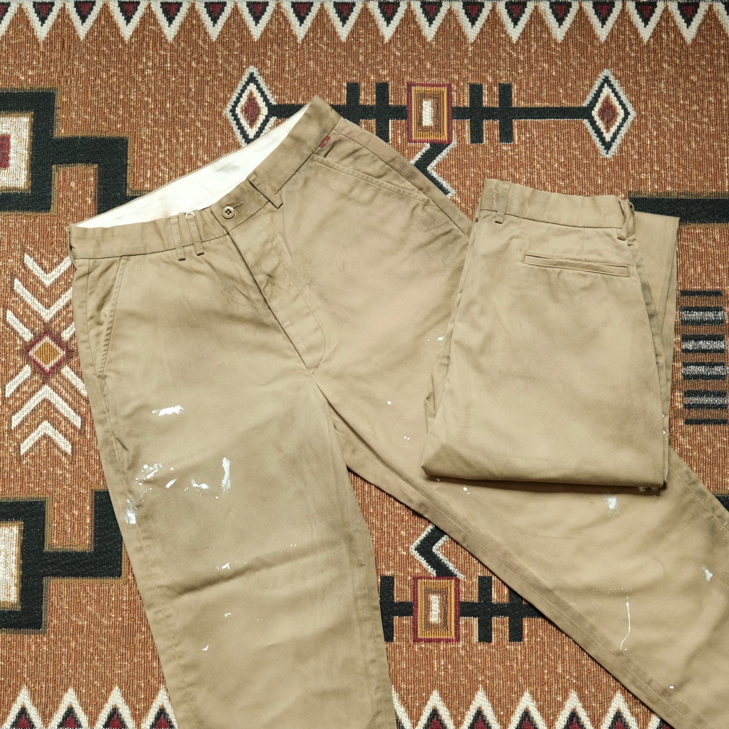 ANACHRONORM Painted No Tuck Wide Chino Trousers