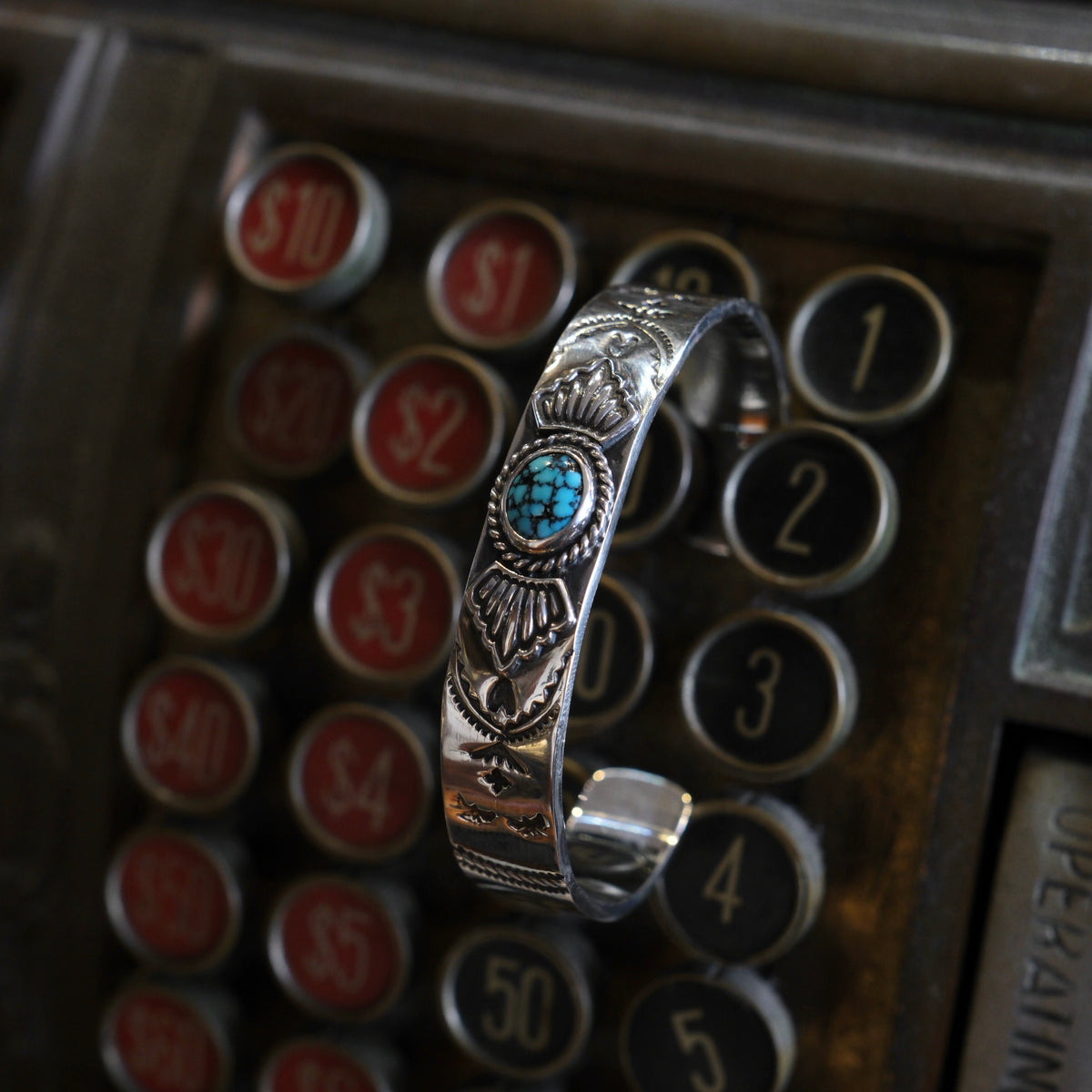 Dear Blossom High Grade Turquoise Elements of The Sky Bangle (B-138HG)