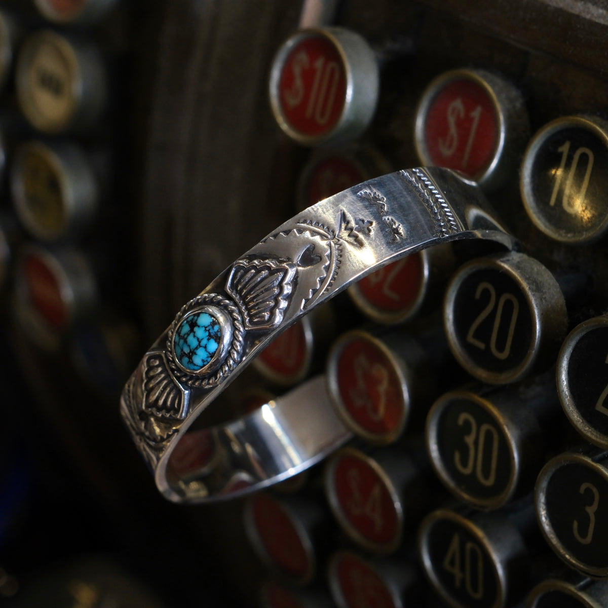 Dear Blossom High Grade Turquoise Elements of The Sky Bangle (B-138HG)