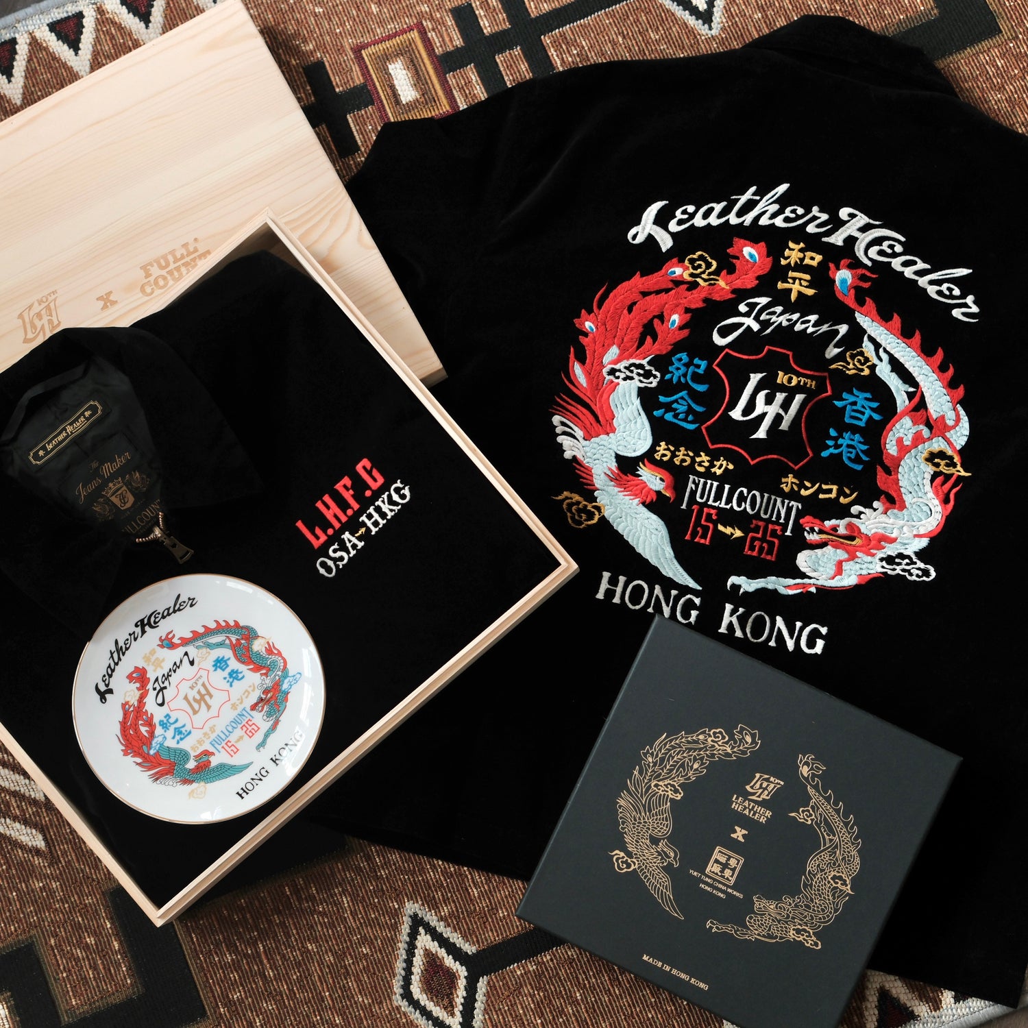 [PRE-ORDER] LEATHER HEALER x FULL COUNT Dragon & Phoenix Souvenir Jacket & Souvenir Porcelain Plate Set (LH 10th Anniversary Limited Edition)