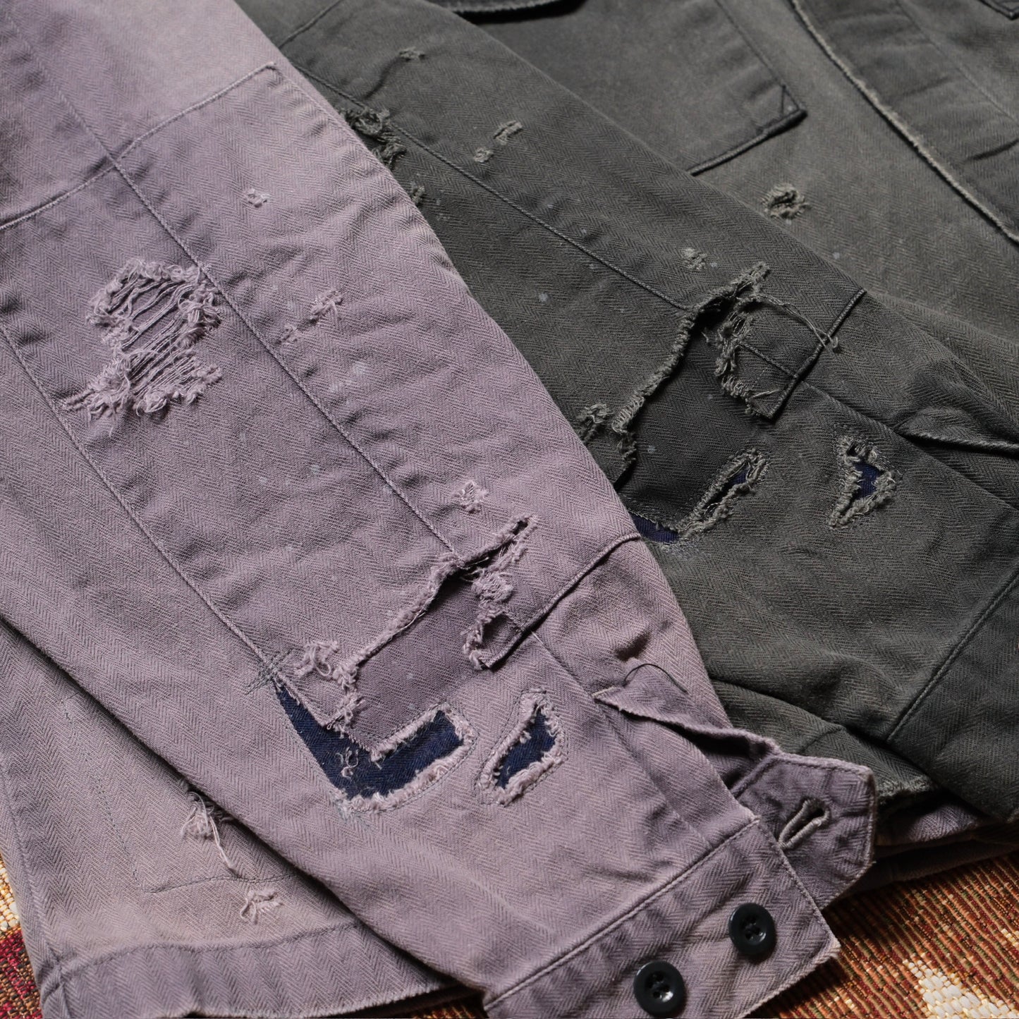 ANACHRONORM Remaked Herringbone Military Shirt Jacket