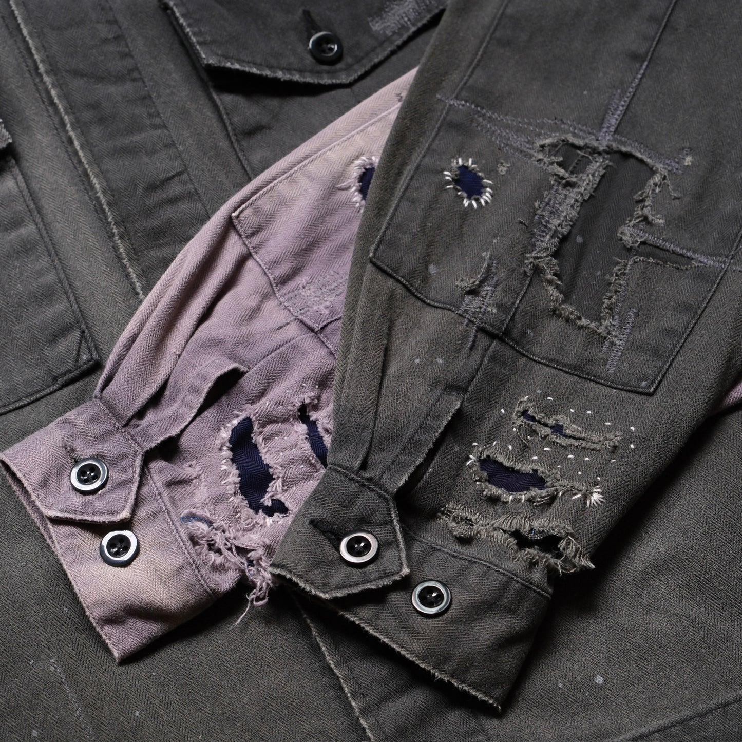 ANACHRONORM Remaked Herringbone Military Shirt Jacket